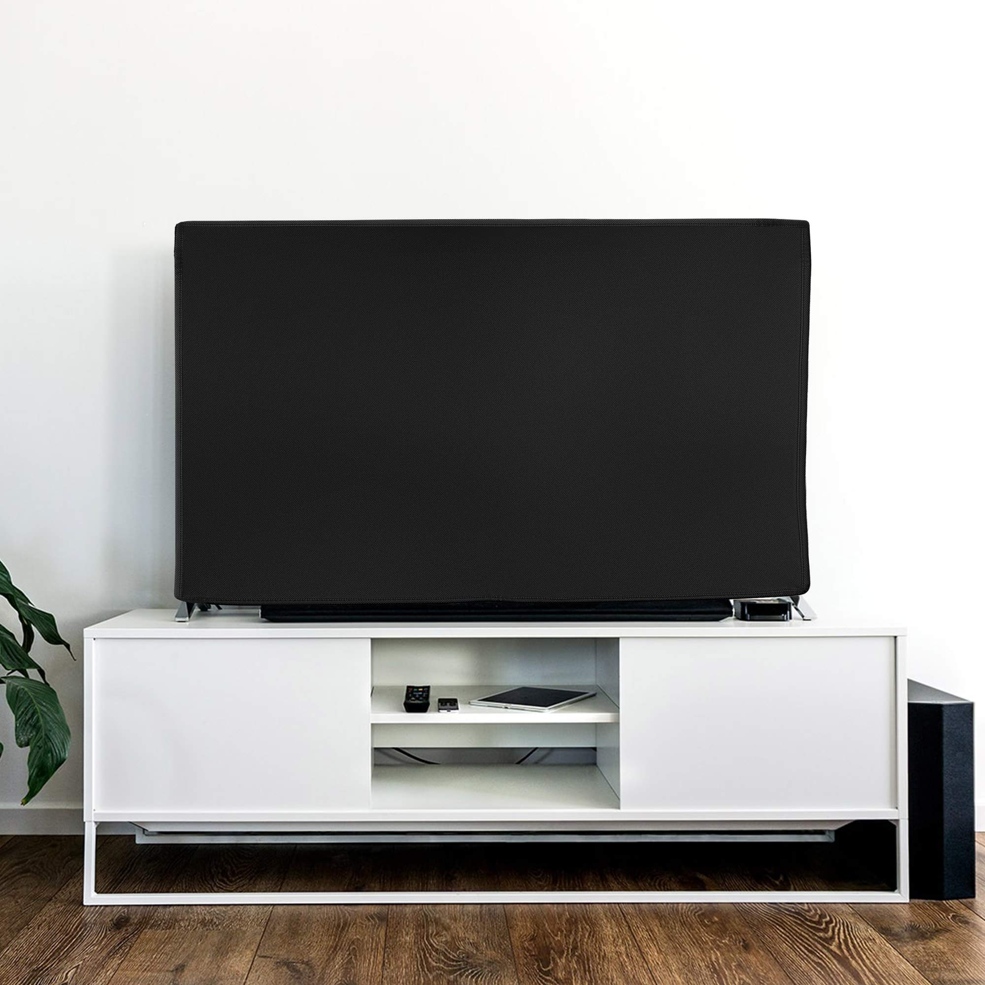 kwmobile 40-Inch TV Dust Cover - Black Fabric Screen Protector for Indoor Flat Screen TVs | Perfect for Home, Office & Entertainment Centers