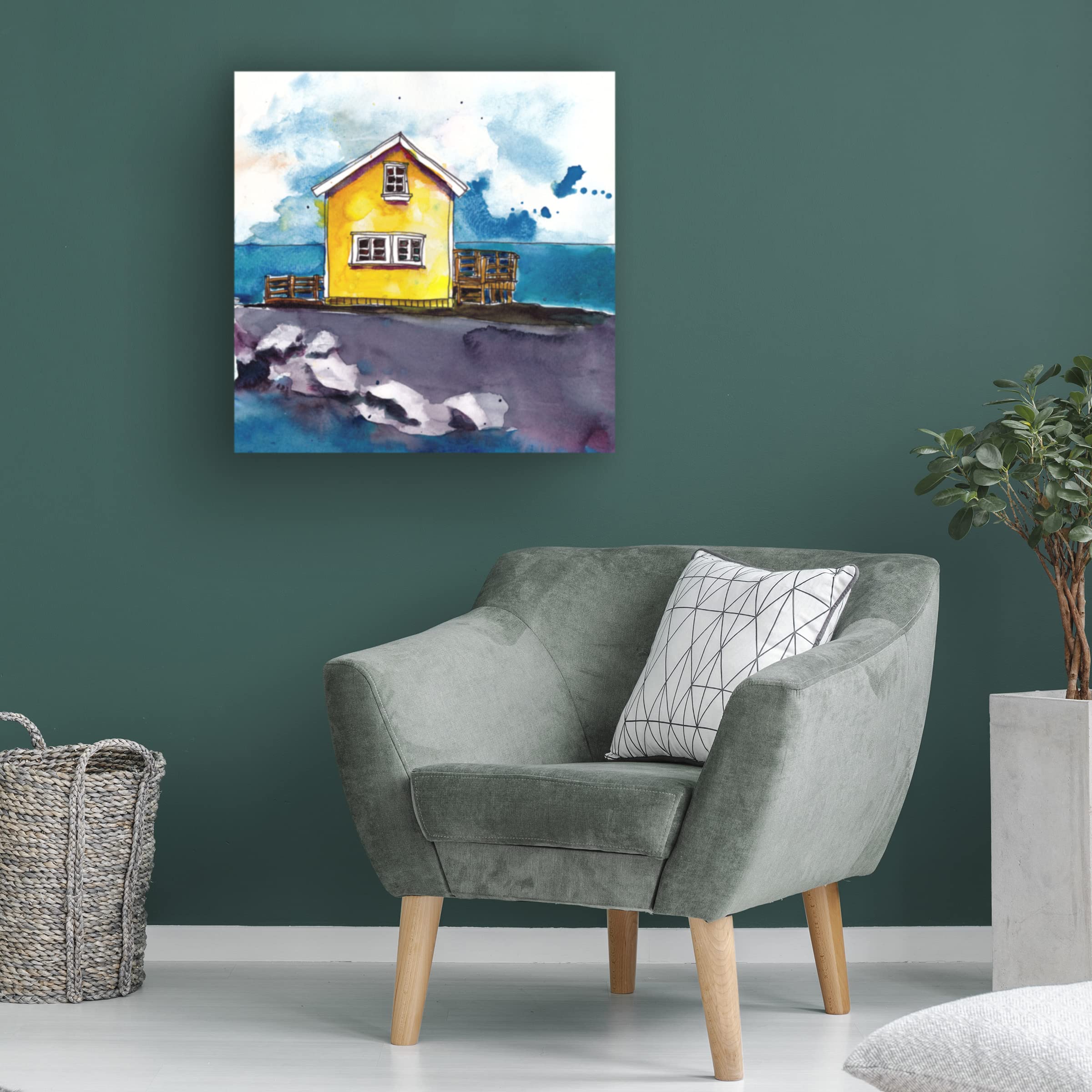 Paul McCreery 'Cabin Scape I' Framed Canvas Wall Art - Handmade Landscape Painting for Living Room, Bedroom & Office Decor