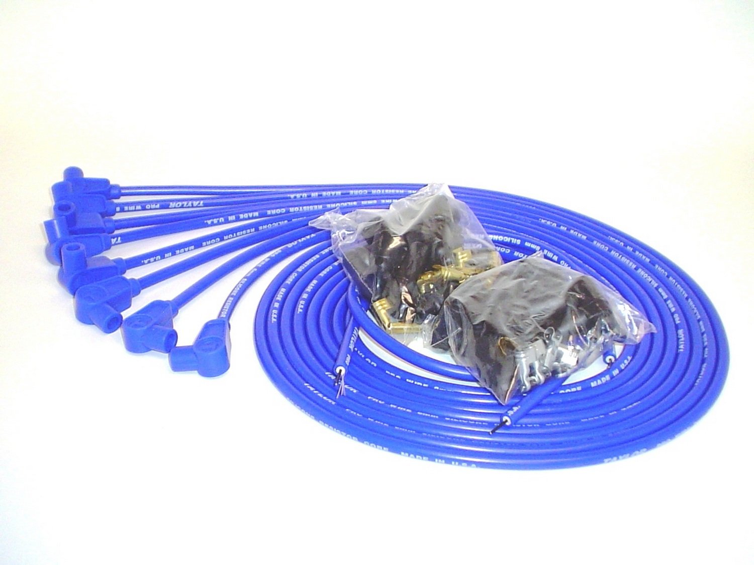 Taylor Cable 70651 8mm Pro Wire Blue Spark Plug Wire Set - High Performance Ignition Wires for Cars, Trucks & SUVs - Perfect for Engine Upgrades & Tune-Ups