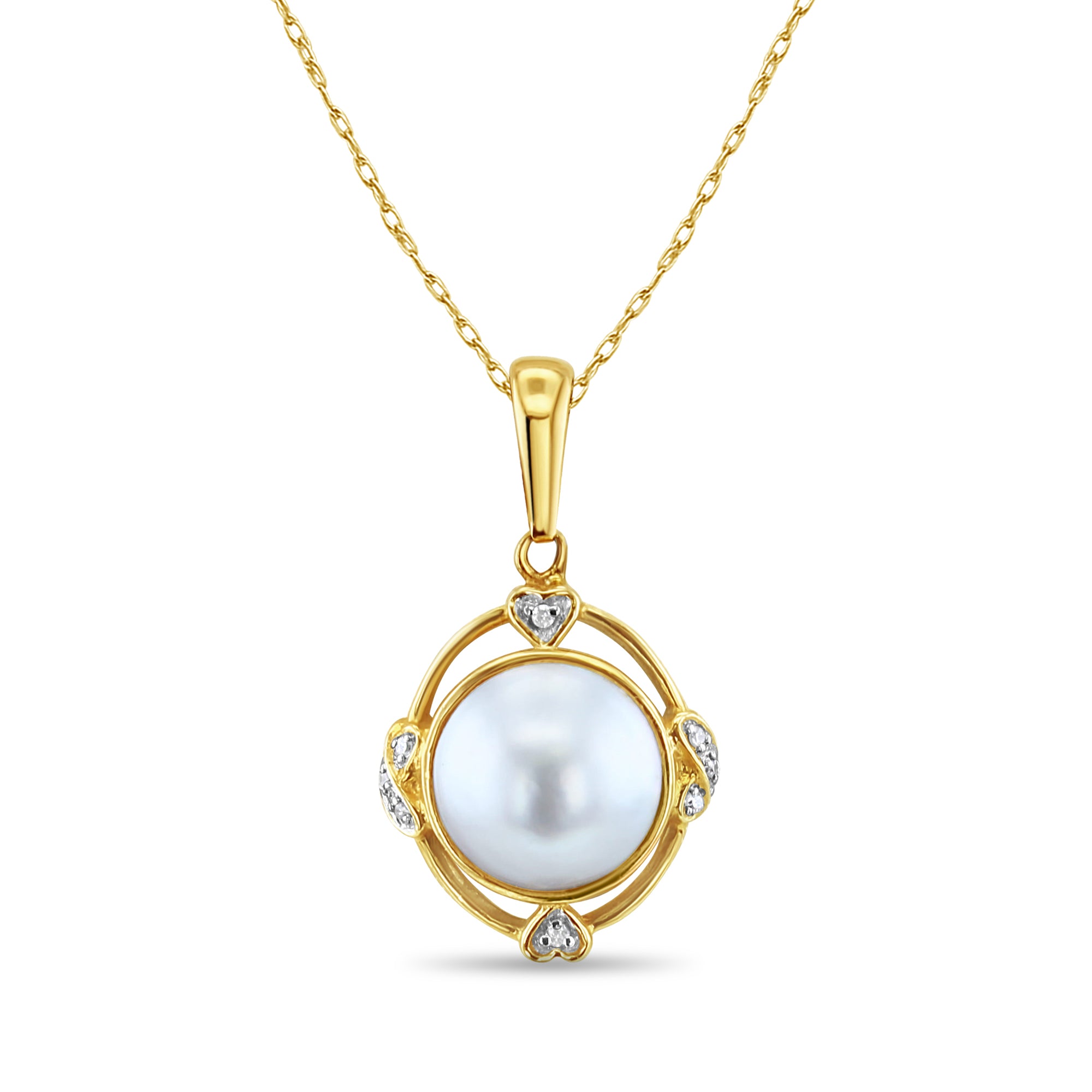 11MM MABE Pearl and Diamond Accent Necklace for Women - Elegant Bridal Jewelry, Anniversary Gift, Evening Party Necklace