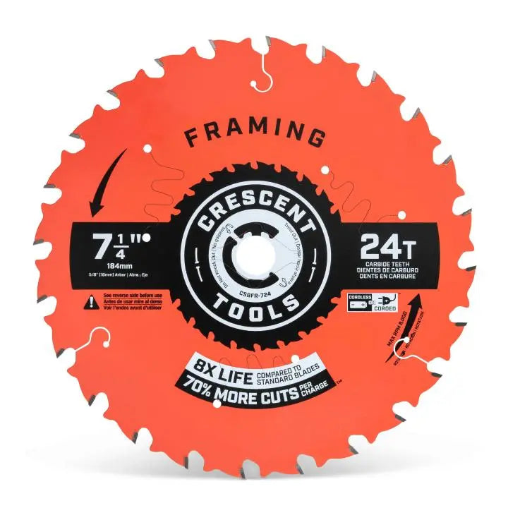 24-Tooth Crescent NailSlicer Framing Circular Saw Blade - Perfect for Woodworking, Framing, and DIY Projects