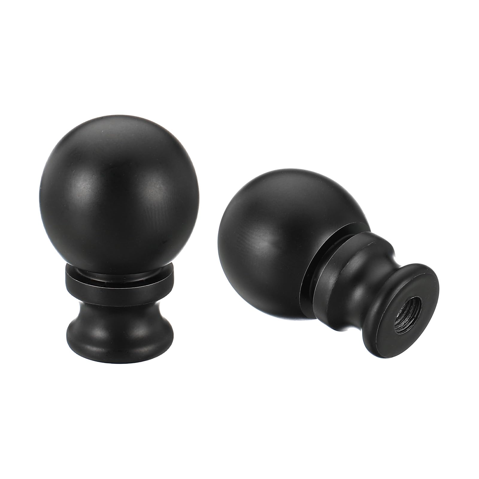 PATIKIL 1.5 Inch Tall Black Aluminum Lamp Finials - 2 Pack Lamp Shade Screw Holder with 1/4-27 Thread - Decorative Finial Caps for Table Lamps & Floor Lamps - Perfect for Living Room, Bedroom, and Office Lighting Decor