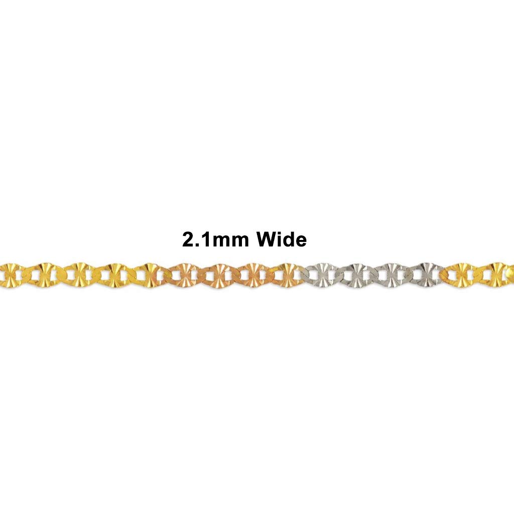 14K Gold Gucci Star Diamond Cut Chain Necklace - Italian Made Strong & Shiny Link Jewelry for Women & Men - 16 to 24 Inches Length, 2.1MM to 3.0MM Width - Perfect Gift for Anniversary, Birthday & Special Occasions
