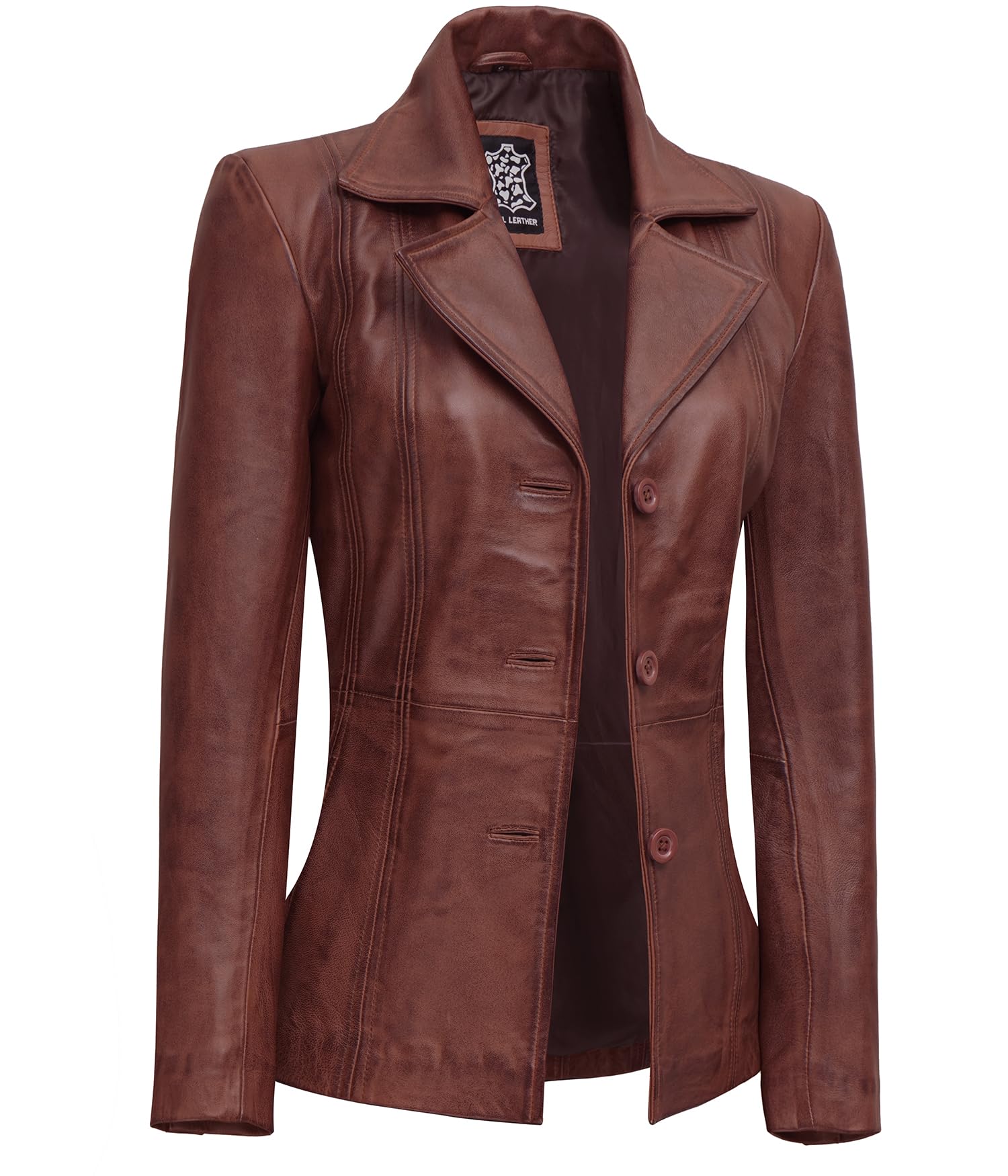 Genuine Lambskin Leather Blazers for Women - Business Casual Blazer Jackets - Premium Real Leather Coats for Office & Evening Wear