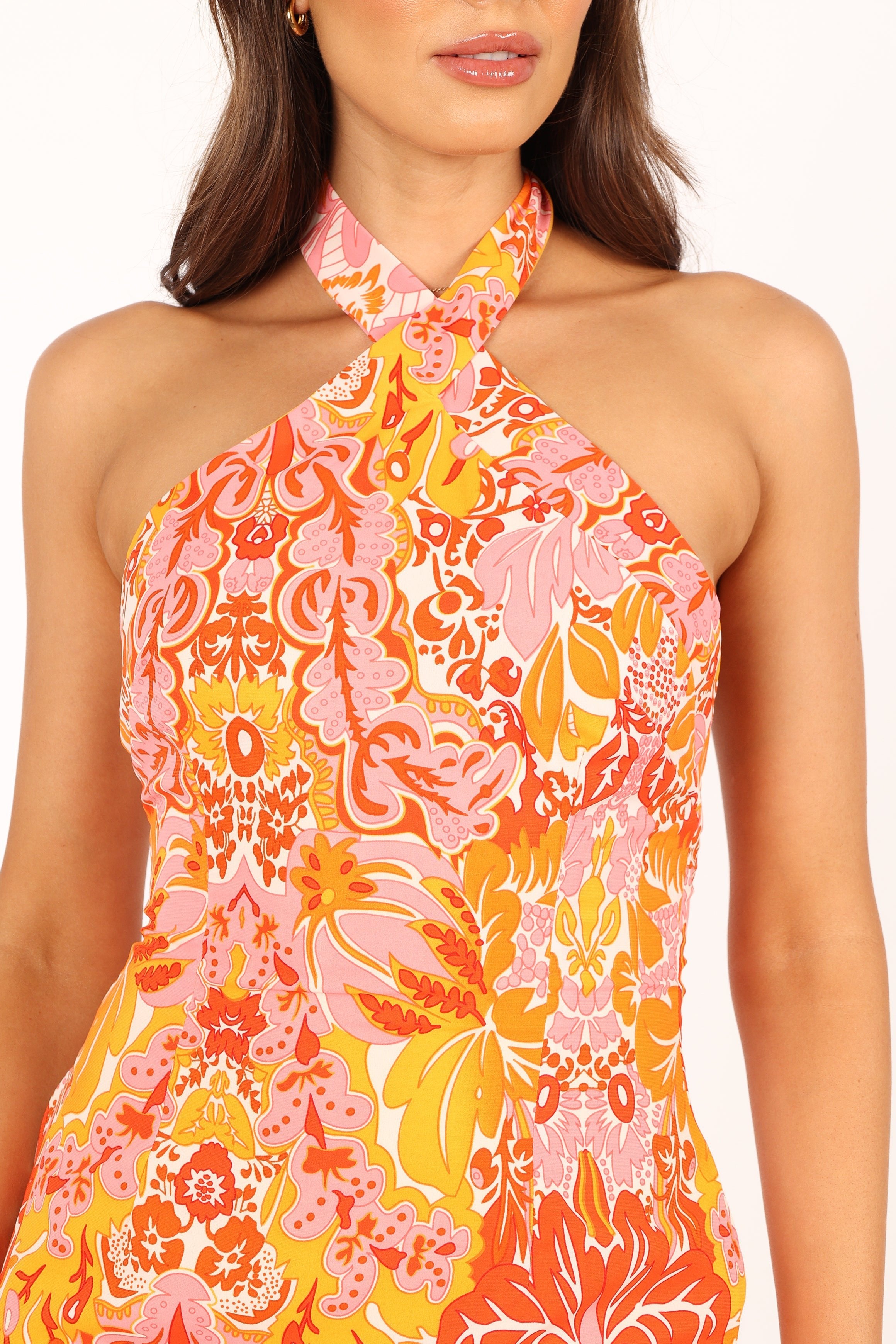 Elyse Halterneck Mini Dress - Pink & Orange Floral Summer Dress for Women | Beach Party, Vacation, Date Night Outfit