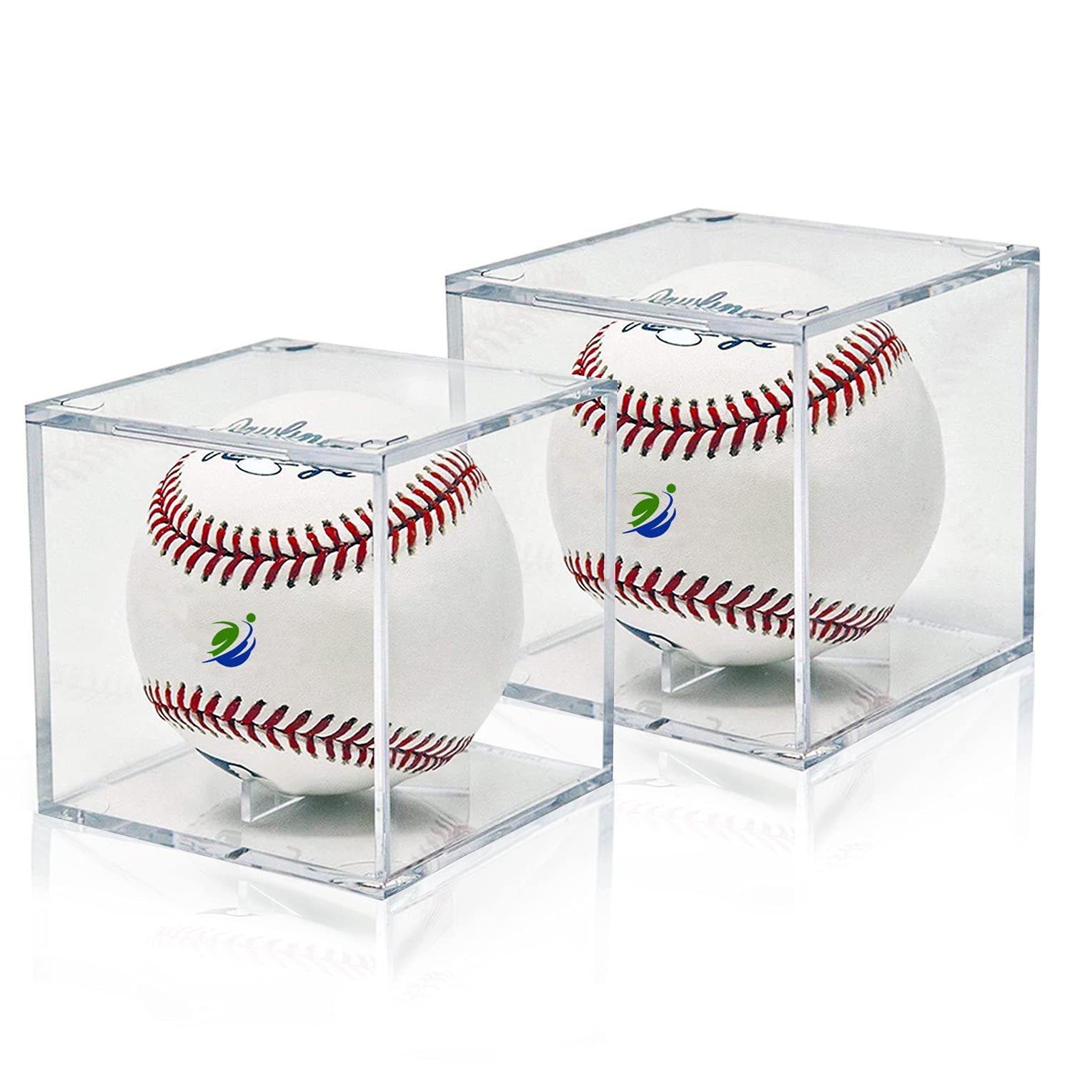 2PCS UV Protected Acrylic Baseball Display Case - Clear Square Cube Holder for Official Size Baseballs | Sports Collectibles Memorabilia Showcase | Perfect for Home Decor, Office Display & Collector's Showcase