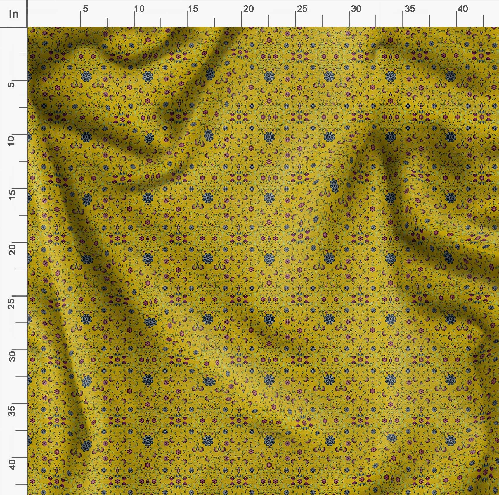Soimoi Velvet Yellow Fabric by The Yard - 58 Inch Wide Floral Leaves Panel Material - Decorative Printed Fabric for Drapes, Curtains, Home Decor & DIY Crafts