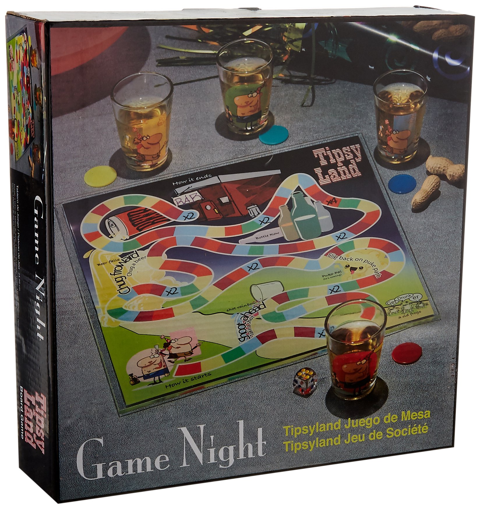 Tipsyland Drinking Shot Glass Board Set for Adults - Fun Party Game Night Accessories for Bachelorette, Birthday & Bar Events