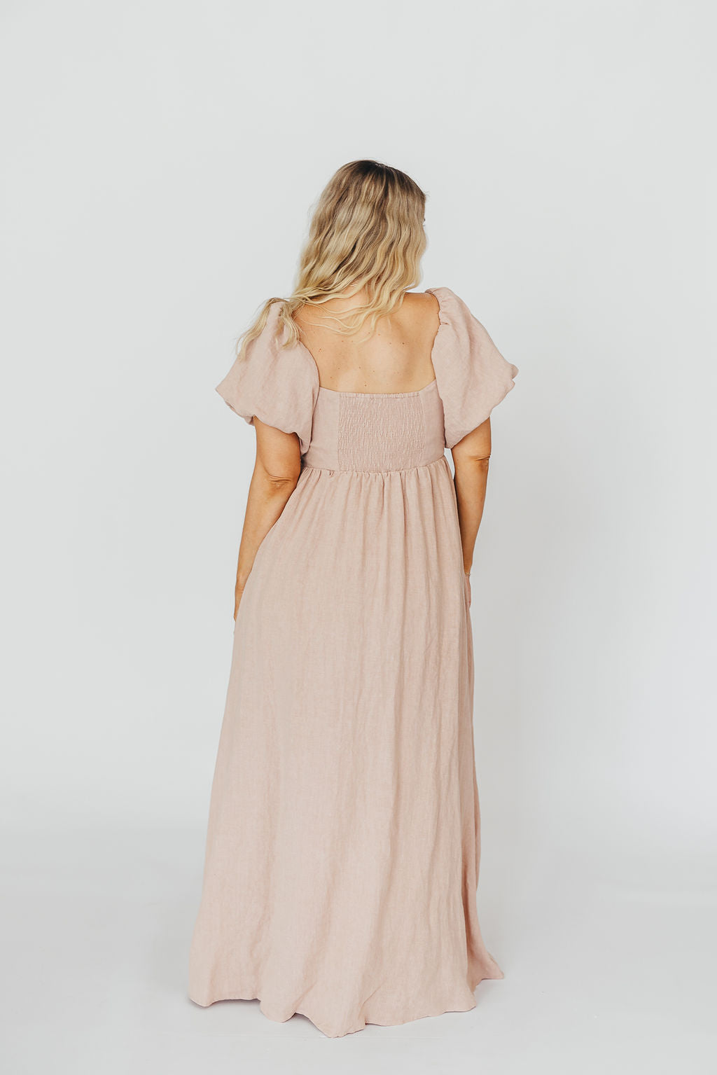 Candace Maxi Dress in Dusty Rose - 100% Linen Bump-Friendly Maternity Dress for Pregnancy, Nursing & Summer | Comfortable & Stylish for Beach, Vacation & Everyday Wear