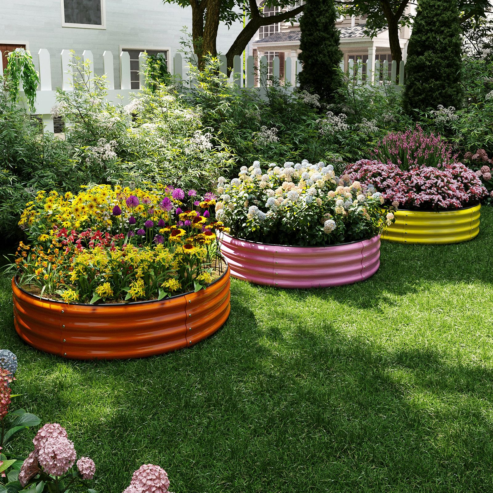 Galvanized Metal Raised Garden Bed Kit - 2x2x1ft Round Planter for Outdoor Gardening, Flowers & Plants | Durable Metal Fire Pit Ring for Patio, Yard & Backyard Decor