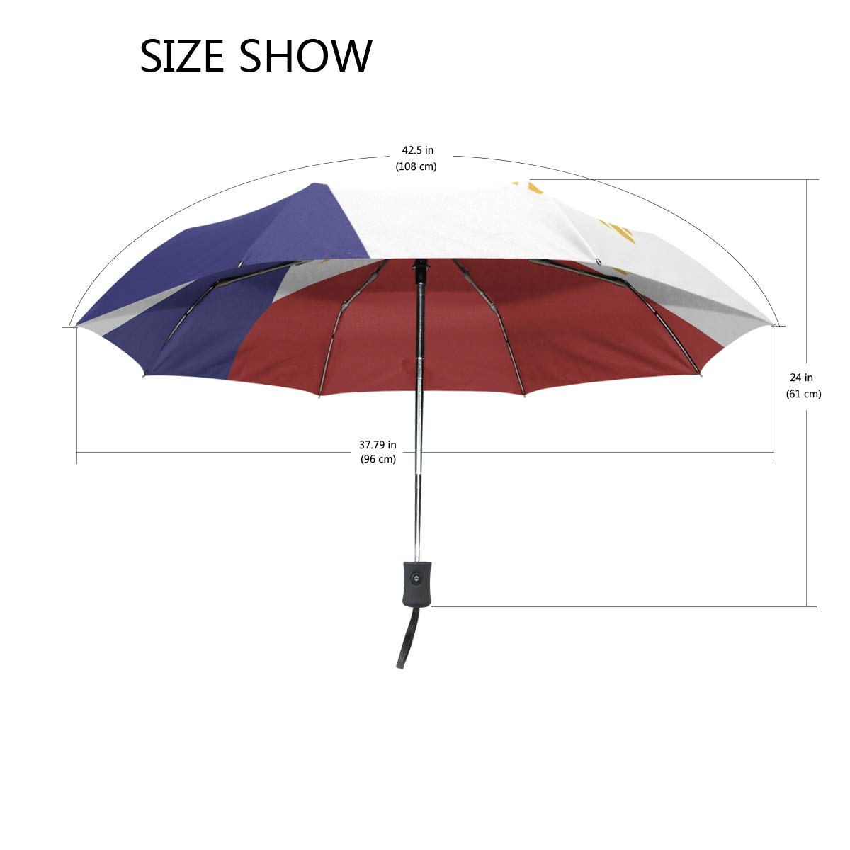 Windproof Travel Umbrella Auto Open & Close - Compact Folding Umbrella for Rain with Philippines Flag Design - Perfect for Commuting, Travel & Outdoor Activities