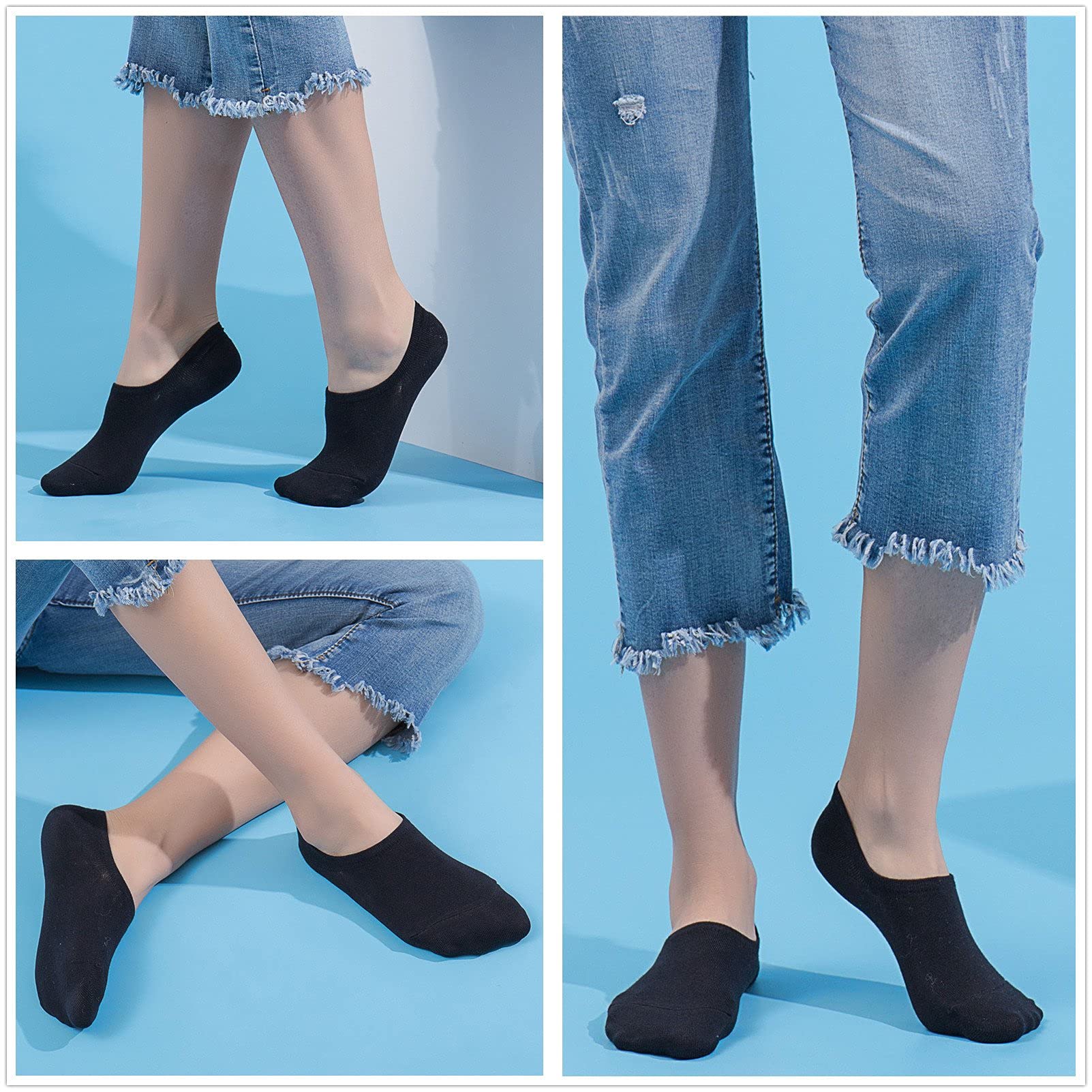 4 Pairs No Show Socks for Women - Non Slip, Breathable Low Cut Invisible Liner Socks - Perfect for Boat Shoes, Loafers & Sneakers