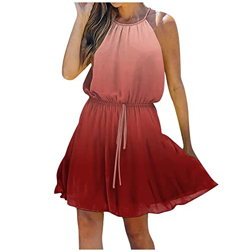 Boho Floral Summer Dress for Women - Sexy Sleeveless Halter Neck Mini Dress with Elastic Tie Waist | Casual Beach Wear, Vacation Outfit, Party Dress, Date Night Attire