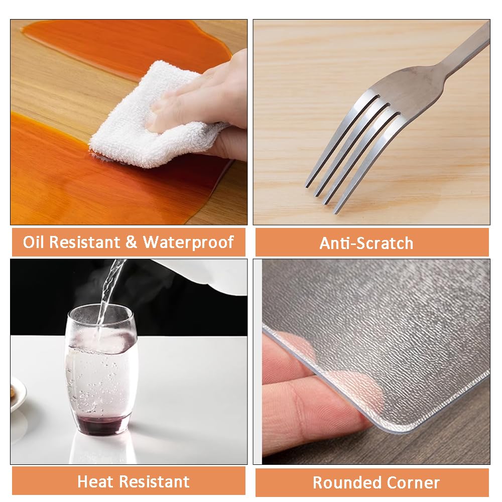 1.5mm 24x36 Inch Clear PVC Table Protector - Durable Translucent Plastic Cover for Dining & Coffee Tables - Waterproof Scratch-Resistant Surface for Home, Office & Restaurant Use