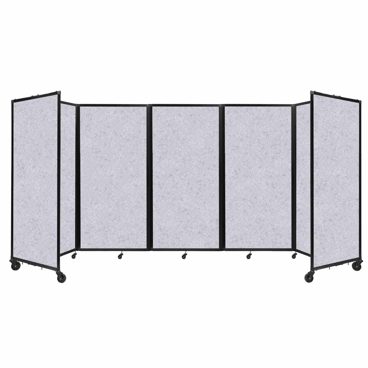 Versare 360 Portable Room Divider Privacy Screen - 14'x6' Freestanding Office Partition with Locking Wheels & Sound Absorbing Panels (Marble Gray) | Perfect for Home Offices, Classrooms & Event Spaces