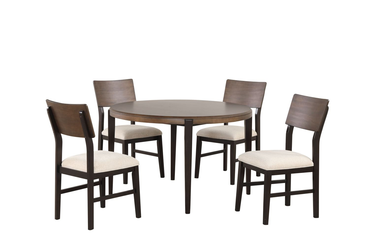 Arabella Round Dining Table - 42 Inch Modern Wood Kitchen Table for 4-6 People, Black & Brown Finish - Perfect for Small Spaces, Breakfast Nook & Cozy Dining Rooms