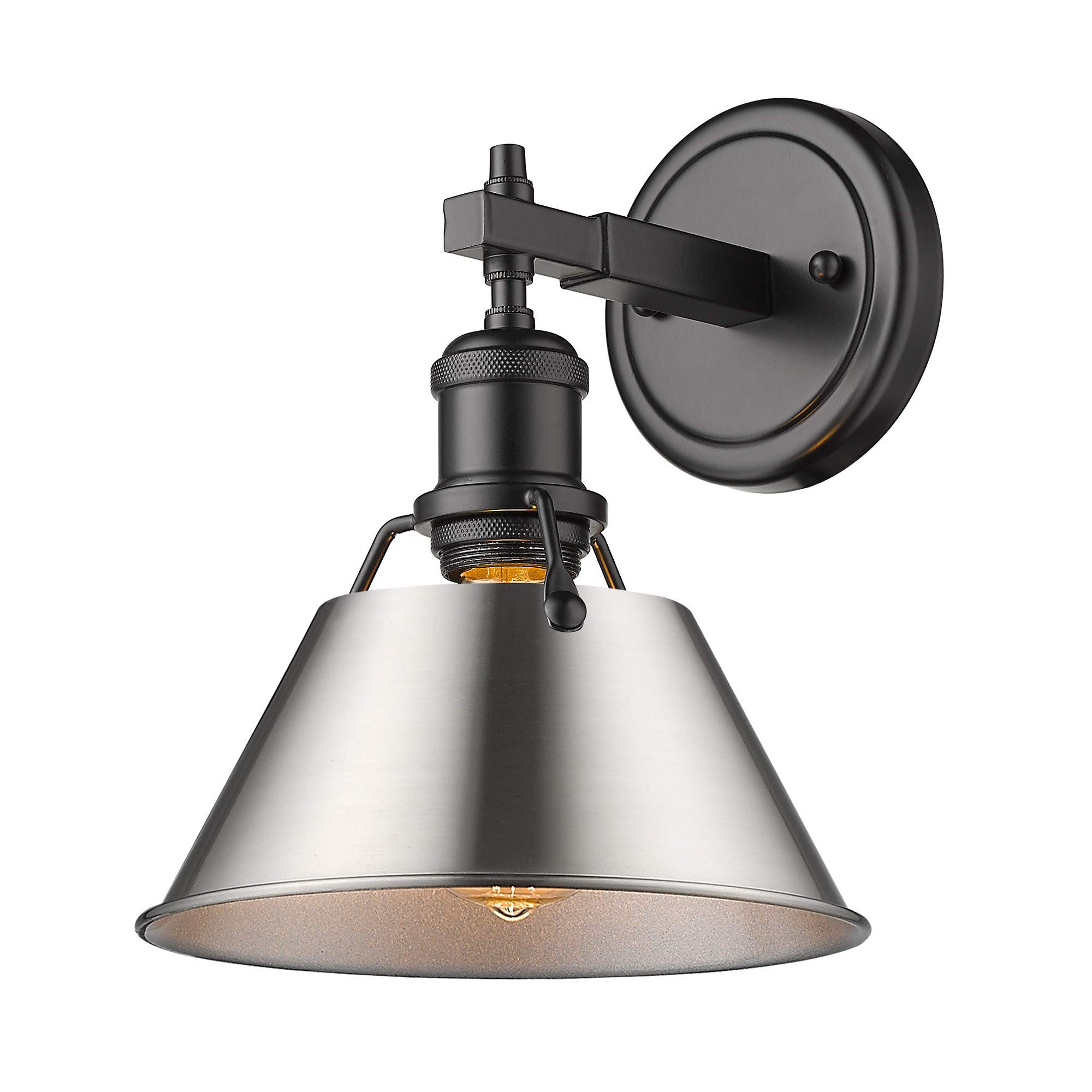Golden Lighting 3306-BA1 BLK-PW Orwell Bath Vanity Light Fixture - Matte Black with Pewter Shade - Modern Bathroom Vanity Lighting for Mirrors - Perfect for Bathroom Renovation & Home Decor