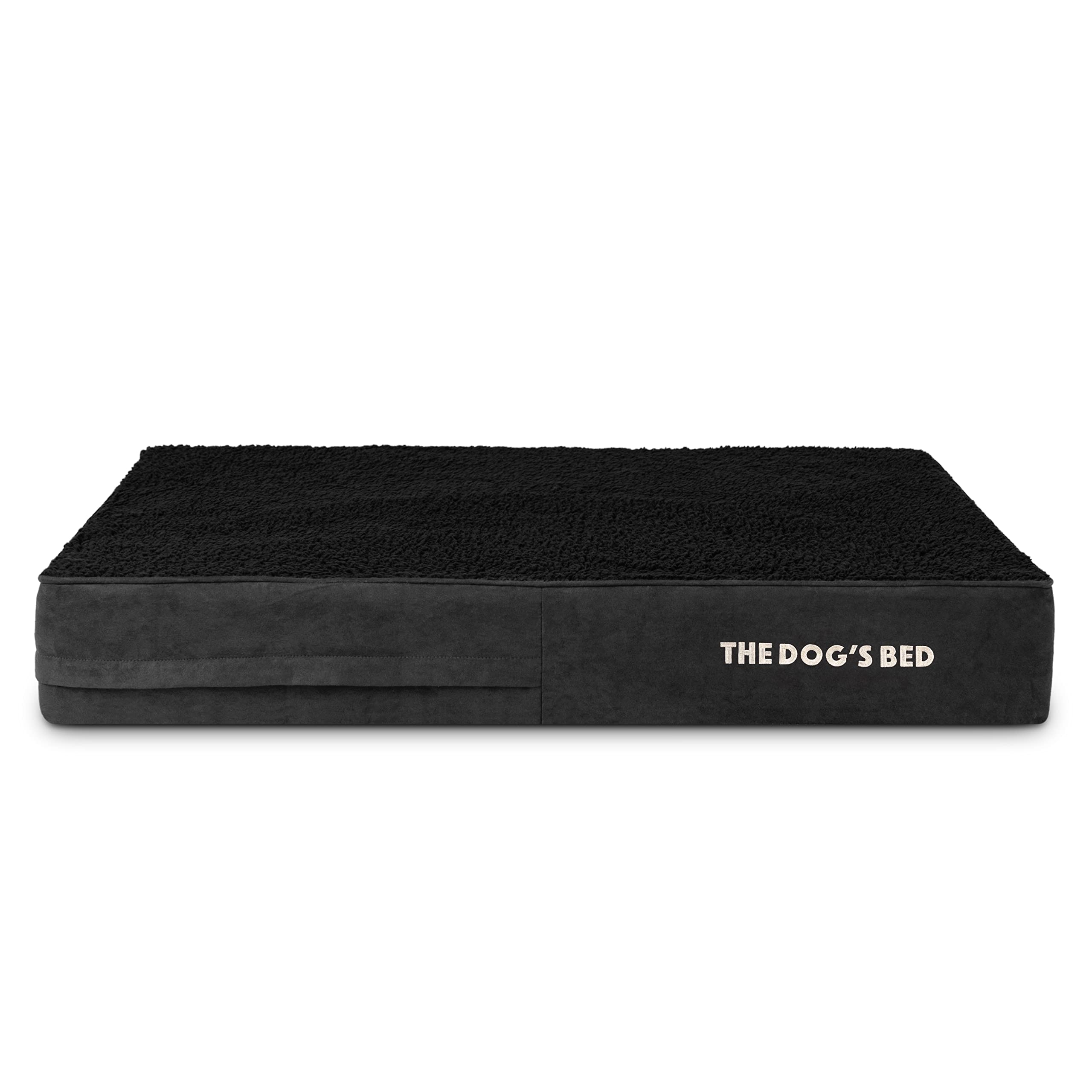 Washable Plush Dog Bed Replacement Cover Only - Large 40” x 25” x 6” - Black Soft Fabric - Compatible with The Dog's Bed (Outer Cover Only, No Bed or Waterproof Liner Included) - Perfect for Pet Owners Who Want to Refresh Their Dog's Bed Without Buying a New One