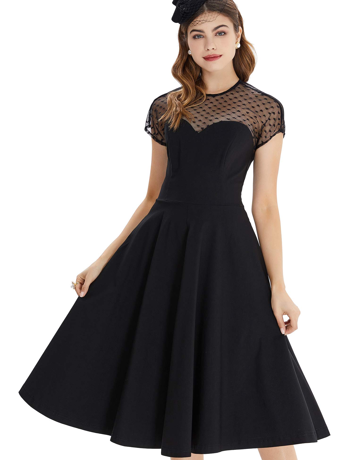 GownTown 1950s Vintage Women's Midi Shirt Dress - Elegant Cocktail Dress with Adjustable Belt | Perfect for Parties, Weddings & Retro-Themed Events