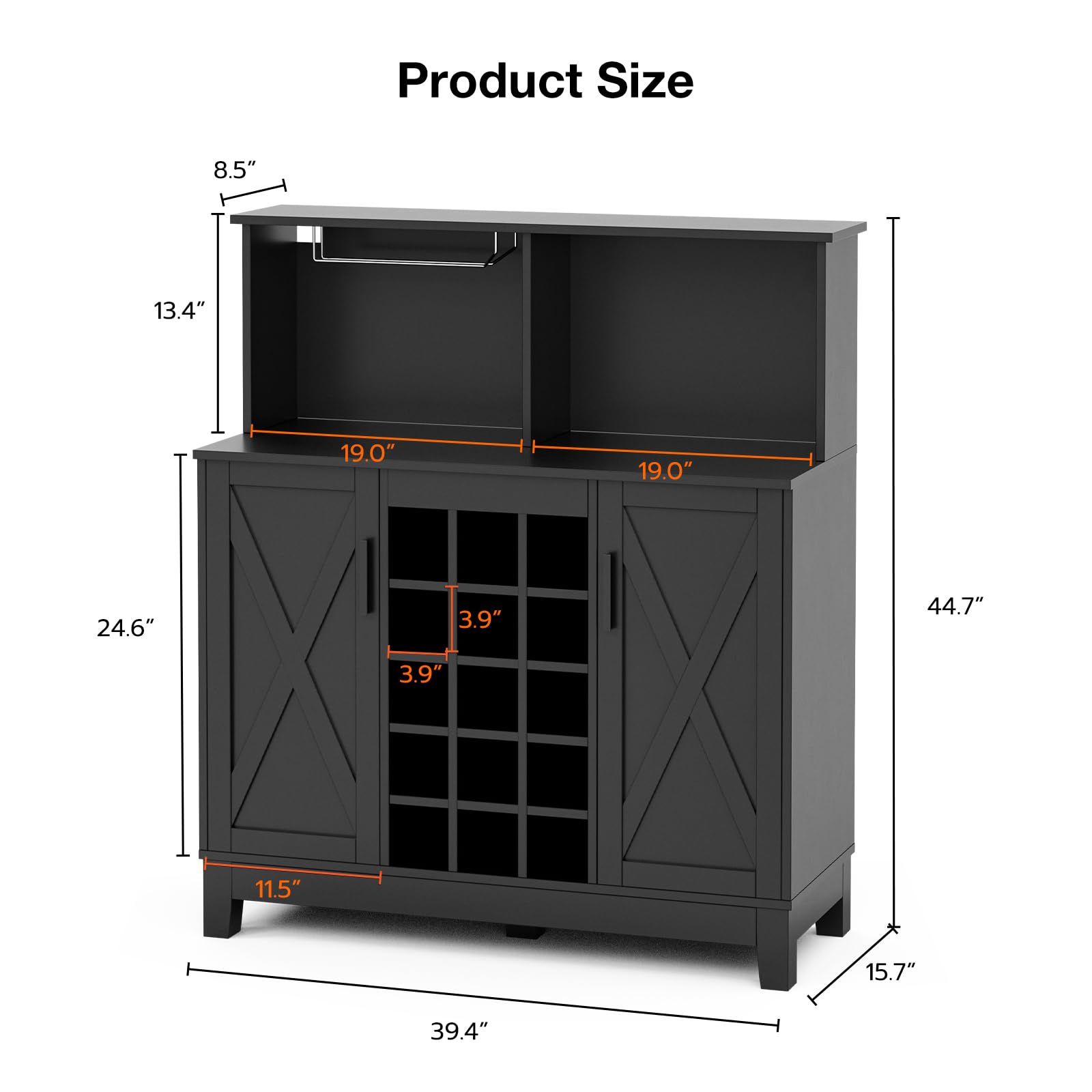 Farmhouse Coffee Bar Cabinet with LED Lights - 39