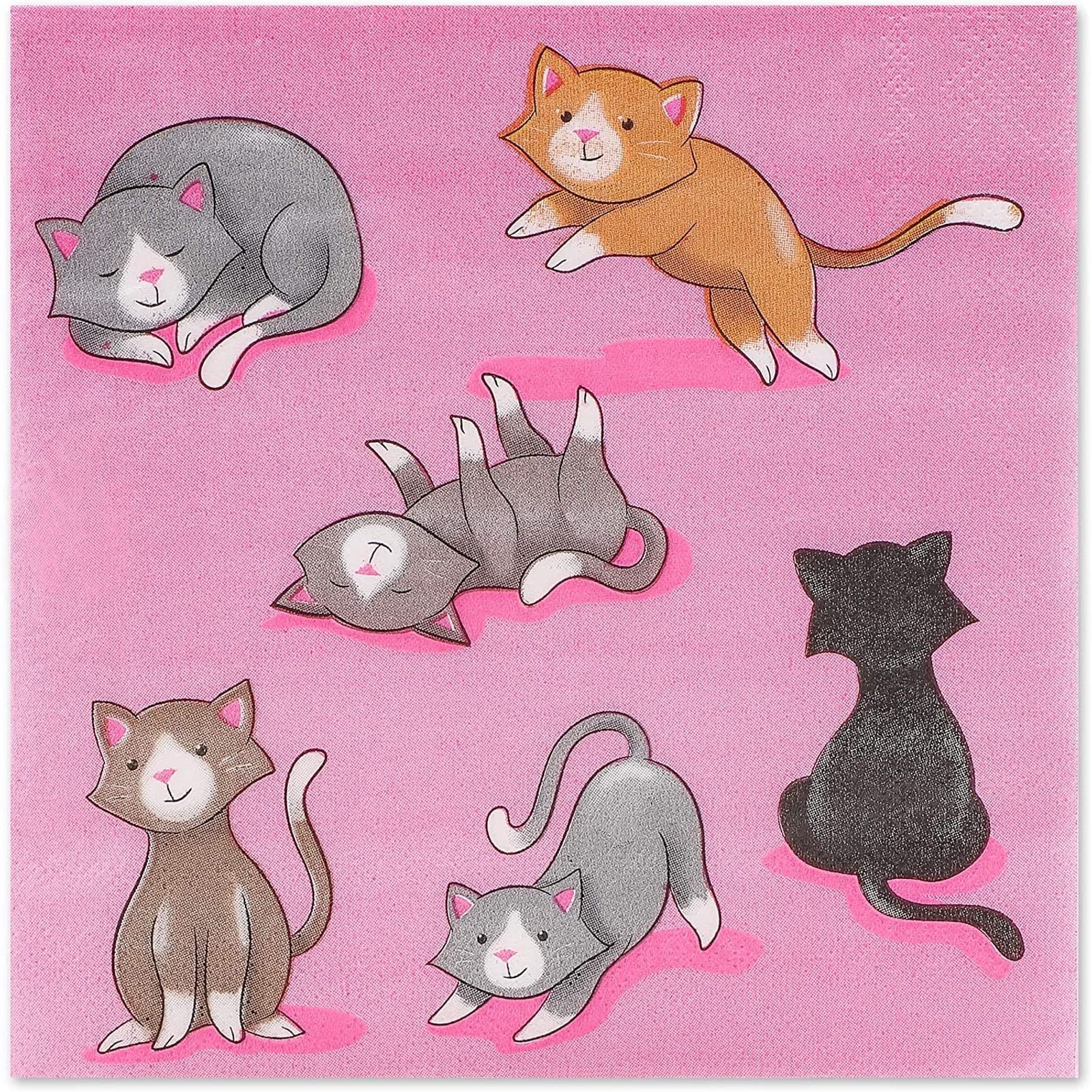 Cat Birthday Party Supplies Set - 144 Pieces (24 Servings) with Paper Plates, Napkins, Cups & Plastic Cutlery - Perfect for Kitty Themed Birthday Celebrations & Pet Lover Gatherings