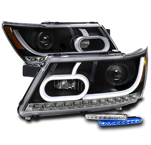 2009-2017 Dodge Journey LED DRL Black Projector Headlights - 6