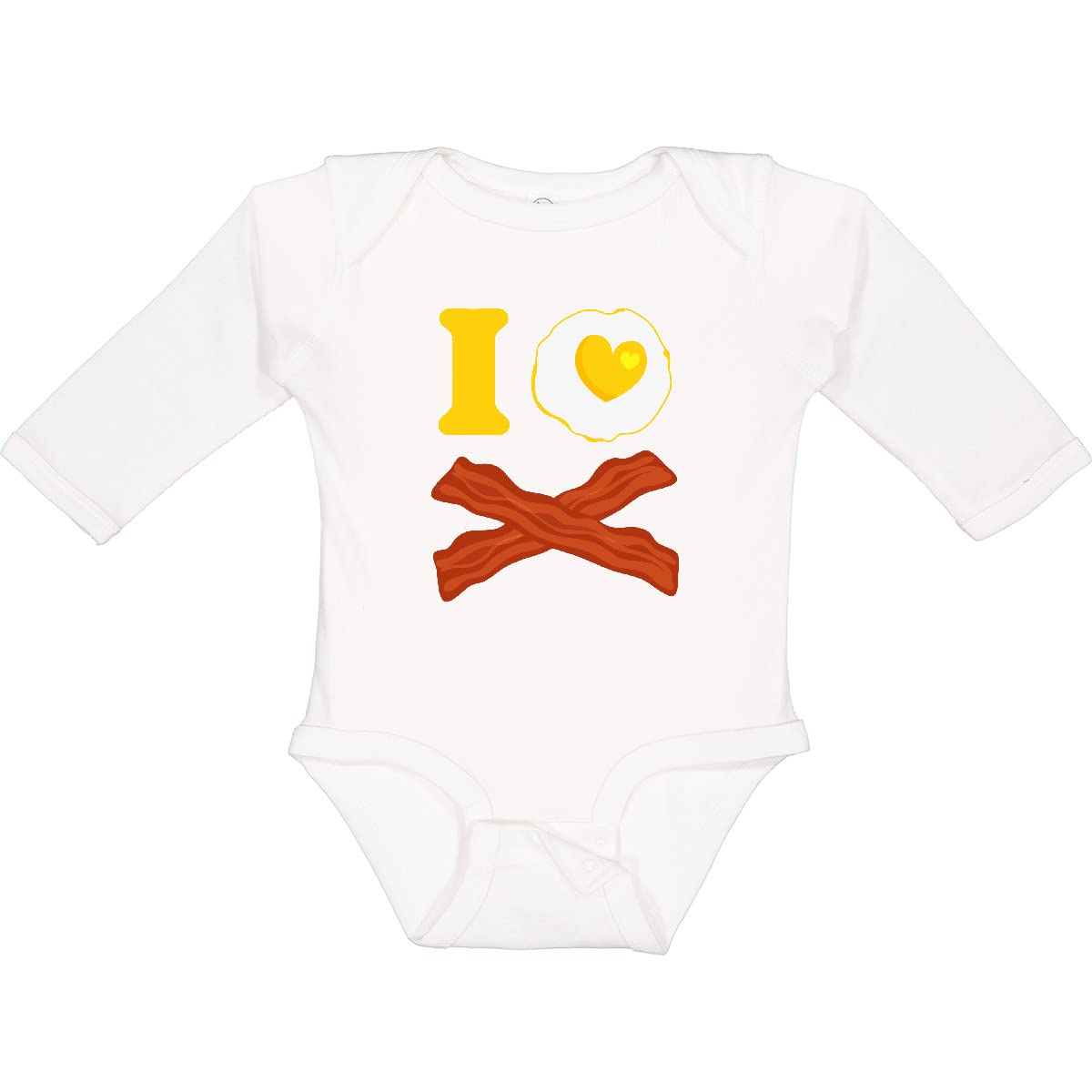 Inktastic I Love Bacon and Eggs Long Sleeve Baby Bodysuit - Soft Cotton Creeper for Infants, Cute Breakfast-Themed Outfit for Newborns & Toddlers - Perfect for Family Photos, Breakfast Dates & Playtime