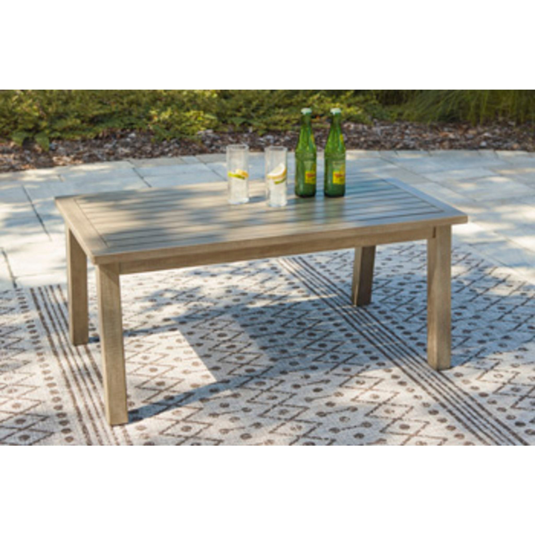 Barn Cove Outdoor Coffee Table - Weather-Resistant Brown Wooden Patio Furniture for Garden, Deck, and Poolside Use