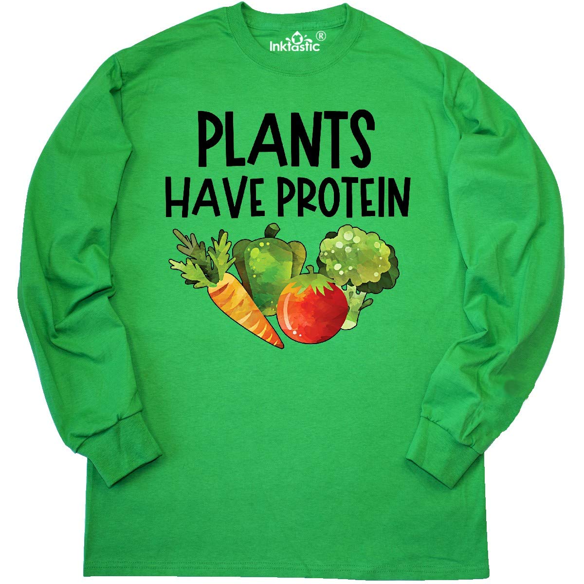 Vegan Plants Have Protein Long Sleeve T-Shirt | Eco-Friendly Cotton Apparel | Perfect for Gym, Yoga & Casual Wear