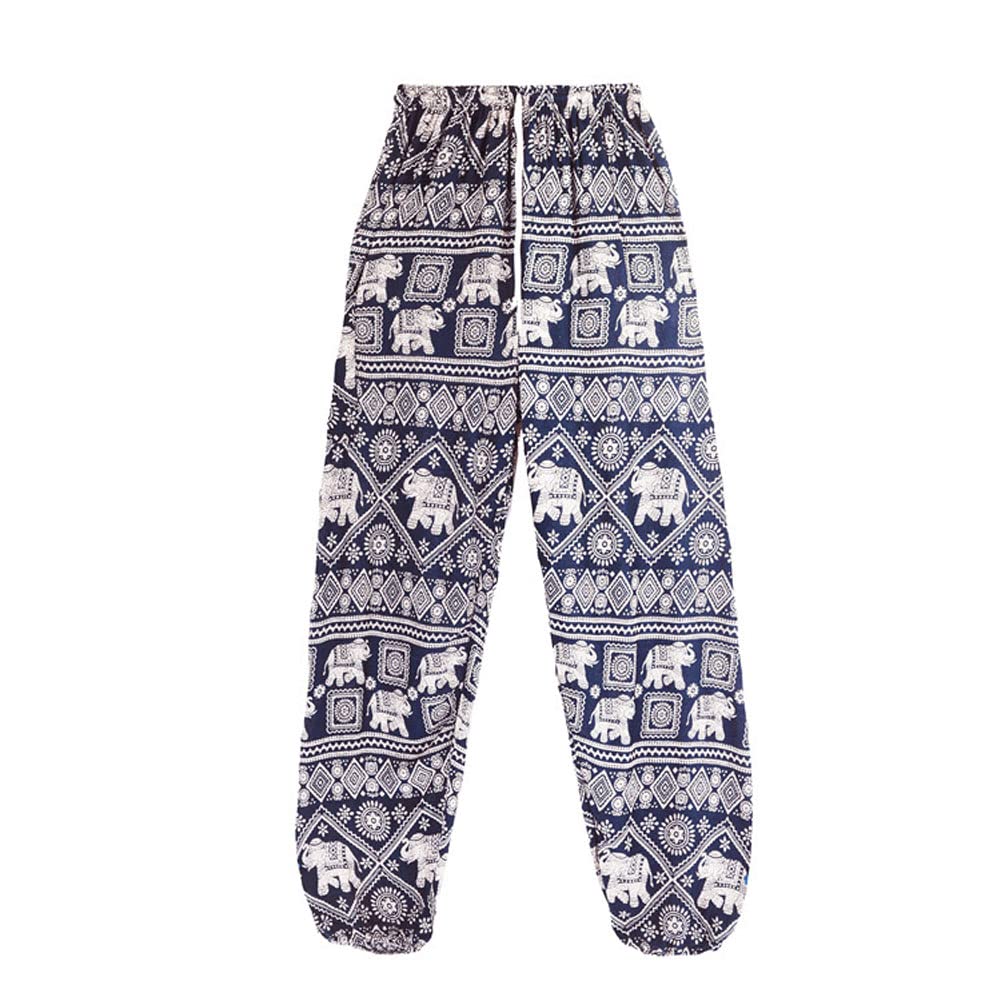 PLUSYARD Women's Elephant Print Yoga Pants with Lace Up Design - High Waisted Stretchy Workout Leggings for Yoga, Gym, Running & Casual Wear
