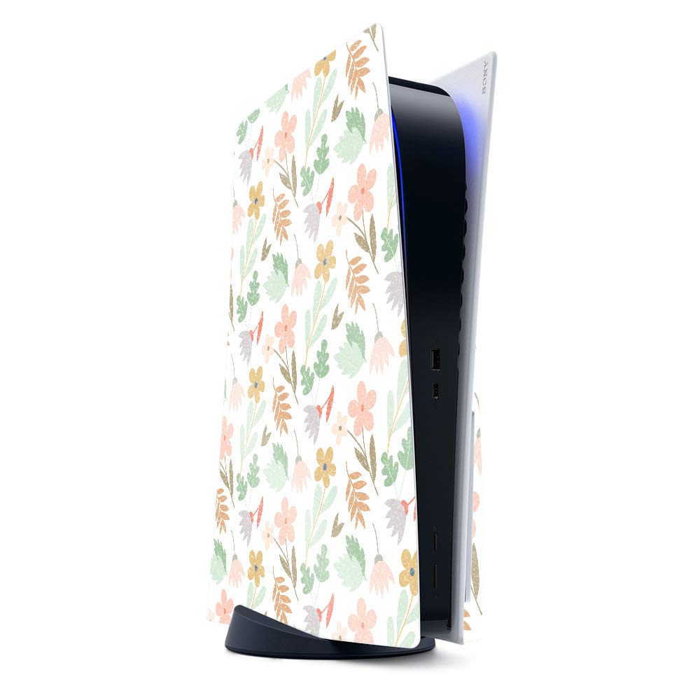 Glossy Glitter Skin for PS5 - Neutral Flowers | Protective & Durable | Easy to Apply | Gaming Decor