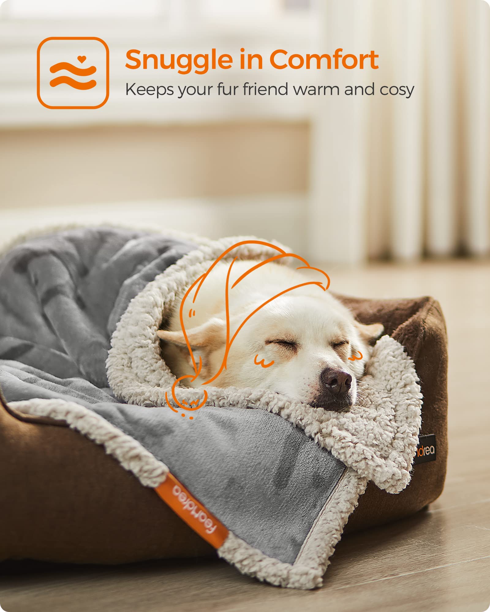 Feandrea Waterproof Dog Blanket - Reversible Sherpa Fleece Pet Throw for Small Dogs & Cats, 40