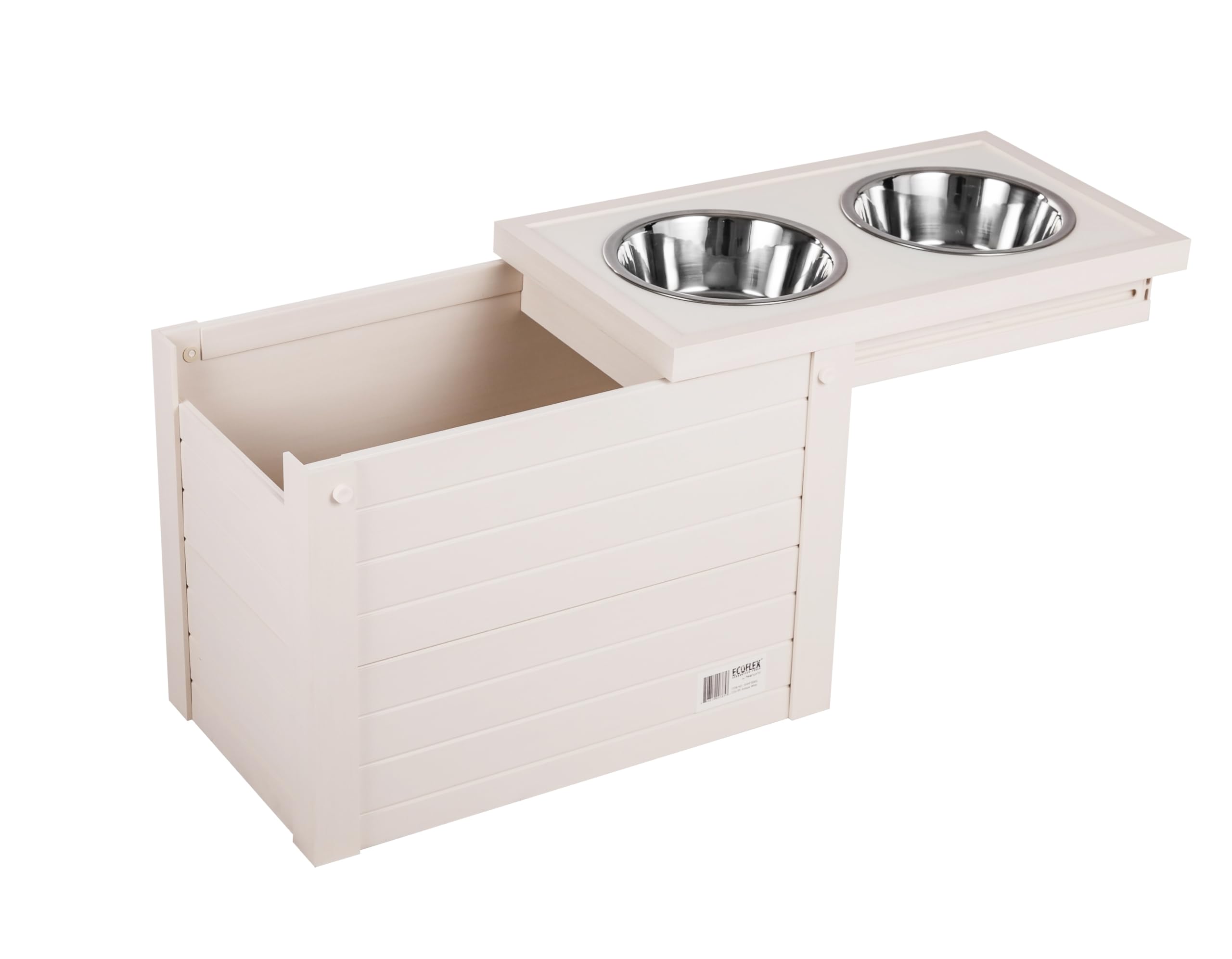 New Age Pet® ECOFLEX® Elevated Dog Feeder with 2 Stainless Steel Bowls & Sliding Lid Storage Bin - Perfect for Medium to Large Dogs, Indoor/Outdoor Use, Mess-Free Feeding & Convenient Food Storage