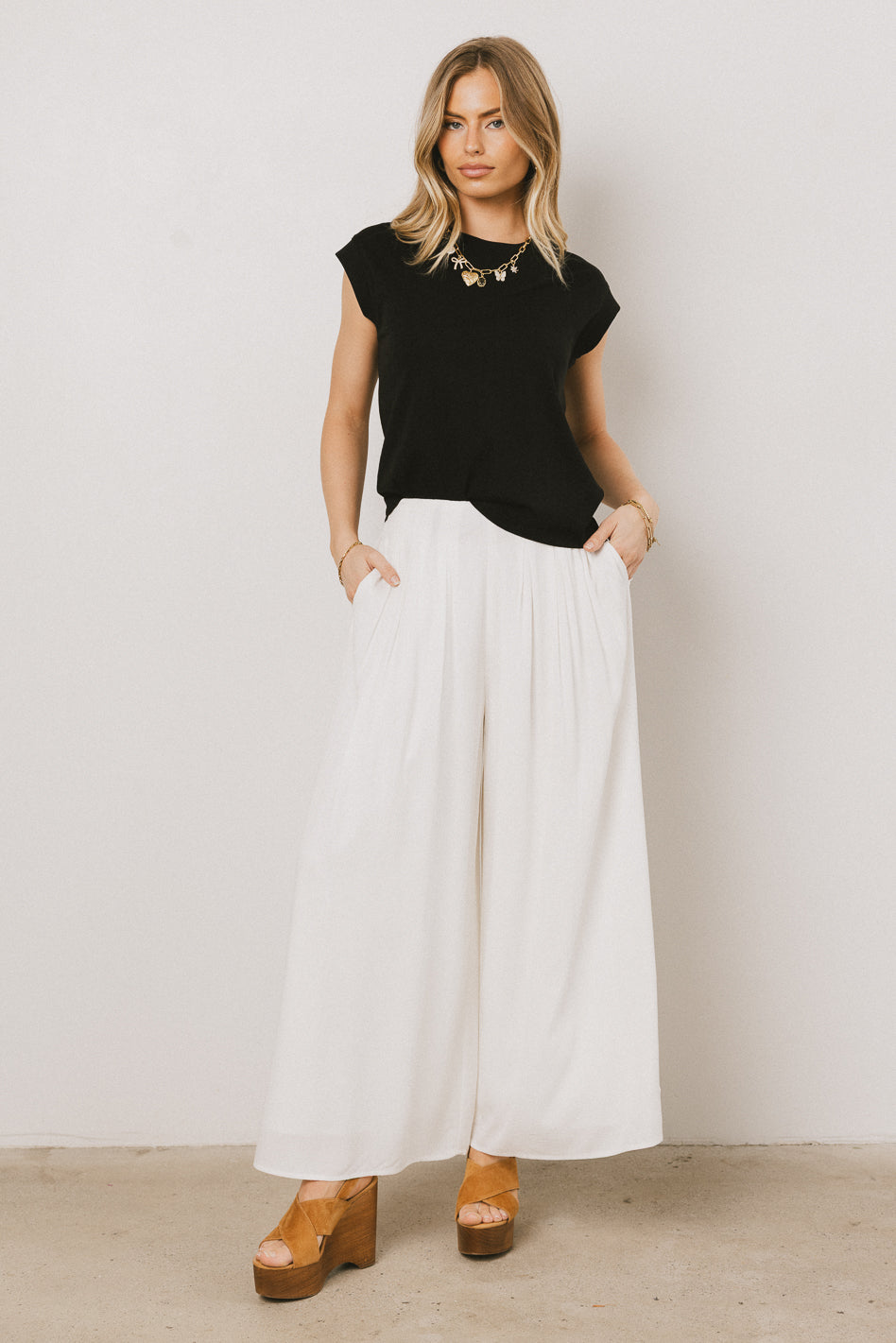 Kiaan Women's Baggy Pants - Soft Cotton Loose Fit High Waisted Trousers in White | Casual Wear, Lounge Pants, Street Style Outfits