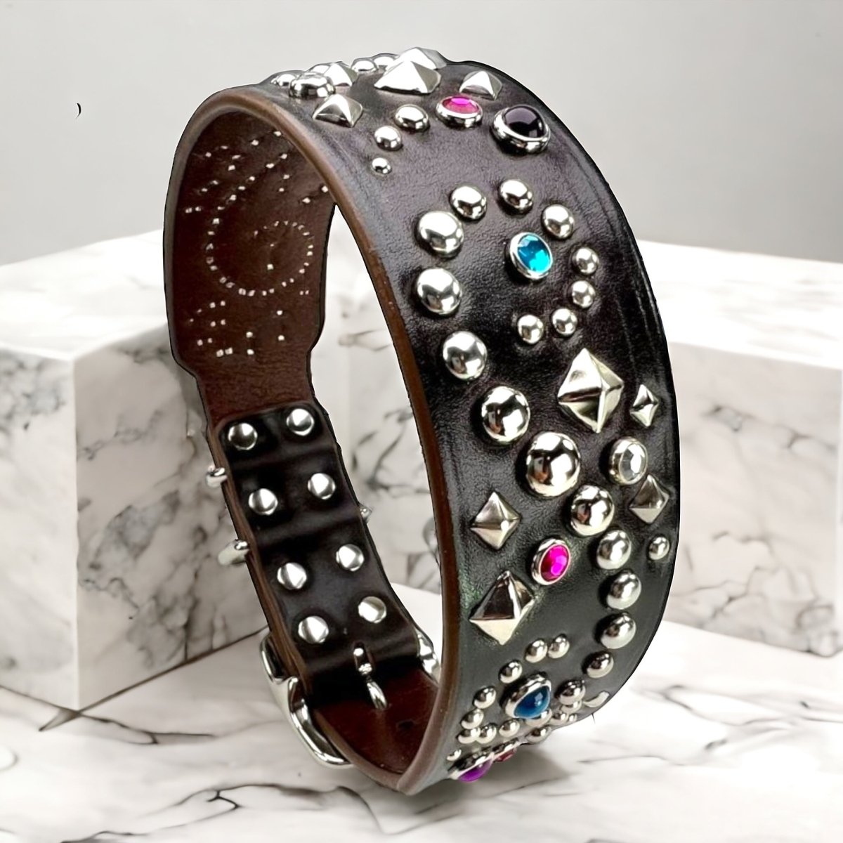 Premium Custom Leather Dog Collar - Stargazer Deluxe Design | Handmade Adjustable Pet Collar for Small Medium Large Dogs | Perfect for Walks, Training & Fashion Accessories