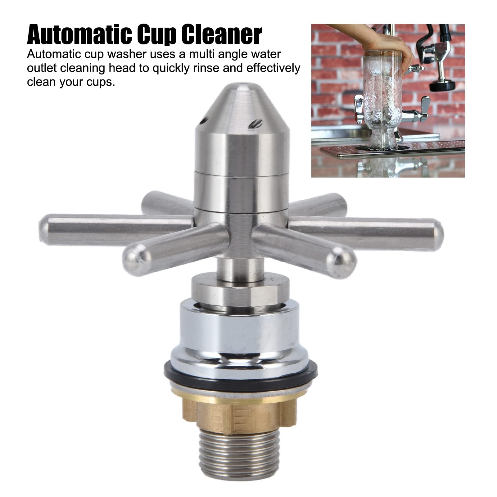 Stainless Steel Sink Glass Rinser Cup Washer - Bar, Restaurant & Coffee Shop Kitchen Sink Cleaner for Wine, Beer & Drinking Glasses - Perfect for Commercial & Home Use
