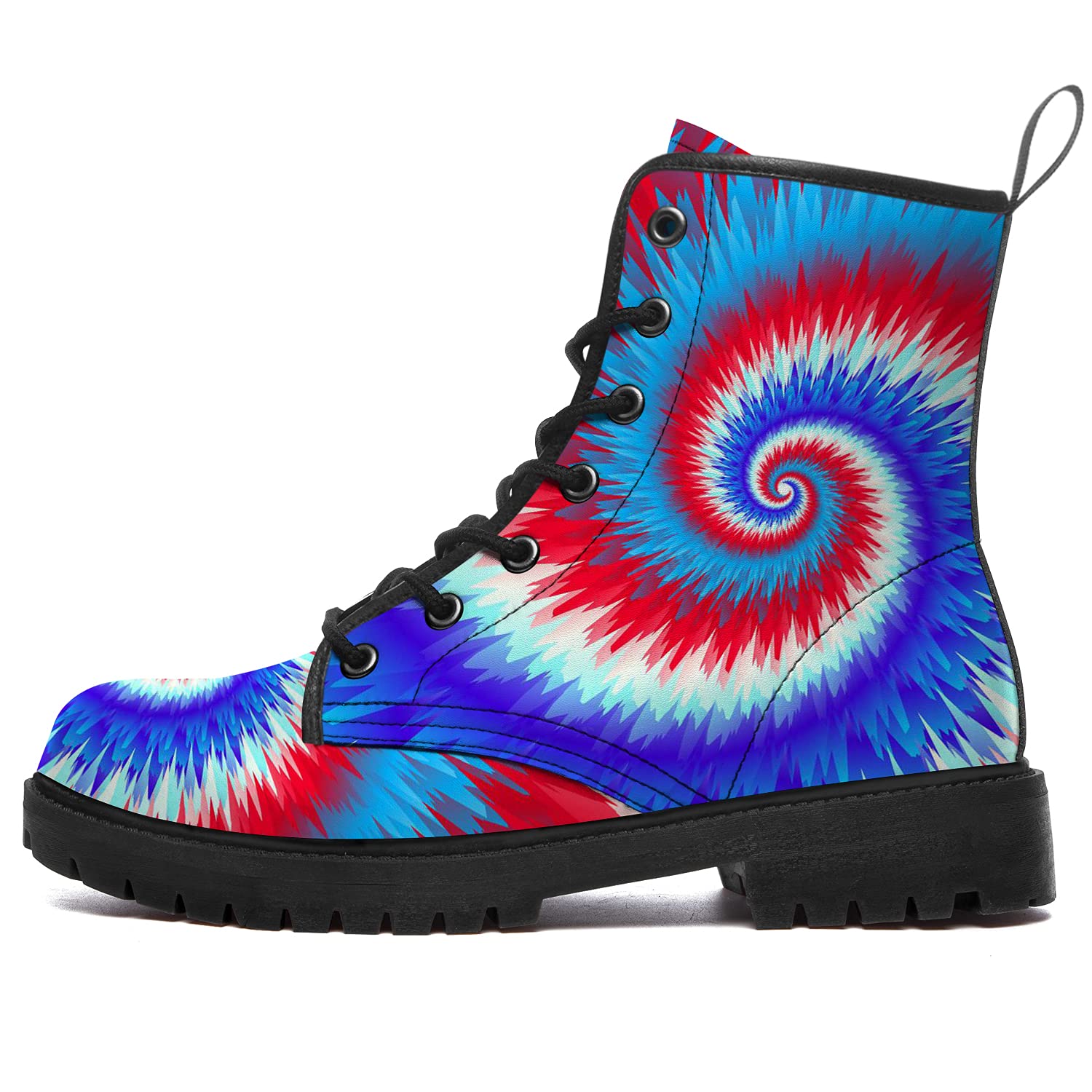Tie Dye Combat Boots for Women & Men - Round Toe Vegan Leather Work Boots with Non-Slip Sole | Waterproof Ankle Booties for Outdoor, Work & Casual Wear | Perfect Gift for Him & Her