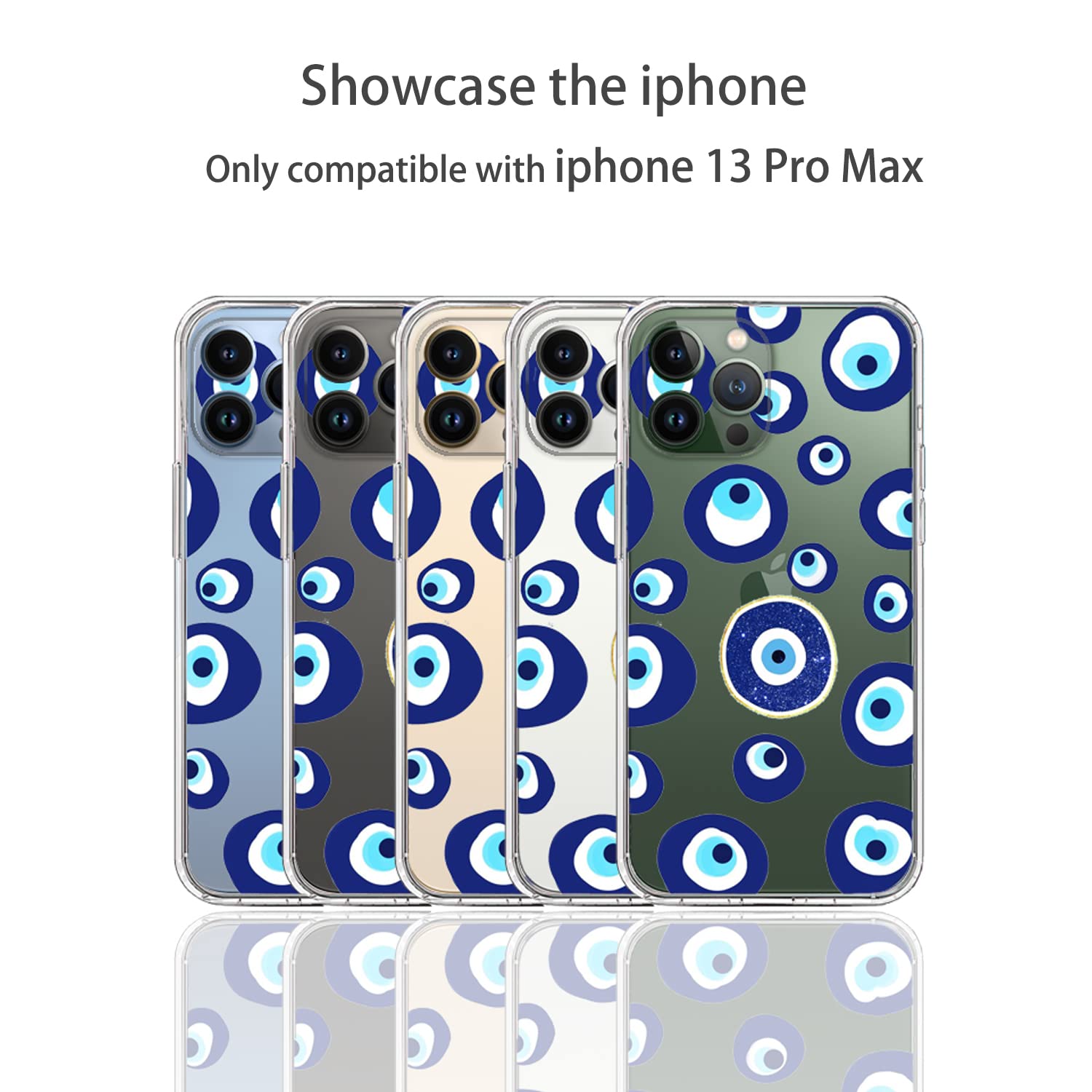 Premium Clear Shockproof iPhone 13 Pro Max Case with Aesthetic Blue Design - Protective Slim Fit Cover for Men & Women - Perfect for Daily Use, Work, School & Outdoor Activities
