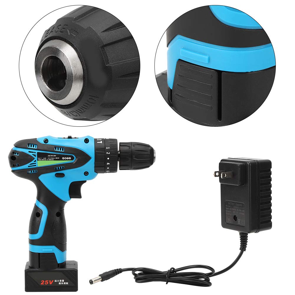 25V Cordless Electric Drill Driver Kit - Rechargeable Power Tool with US Plug (100V-240V) for DIY Projects, Home Repairs & Woodworking