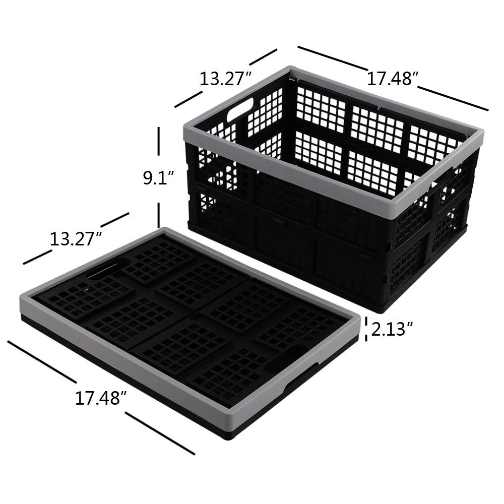 34 Quart Collapsible Storage Crates 2-Pack - Stackable Bins for Home & Office Organization
