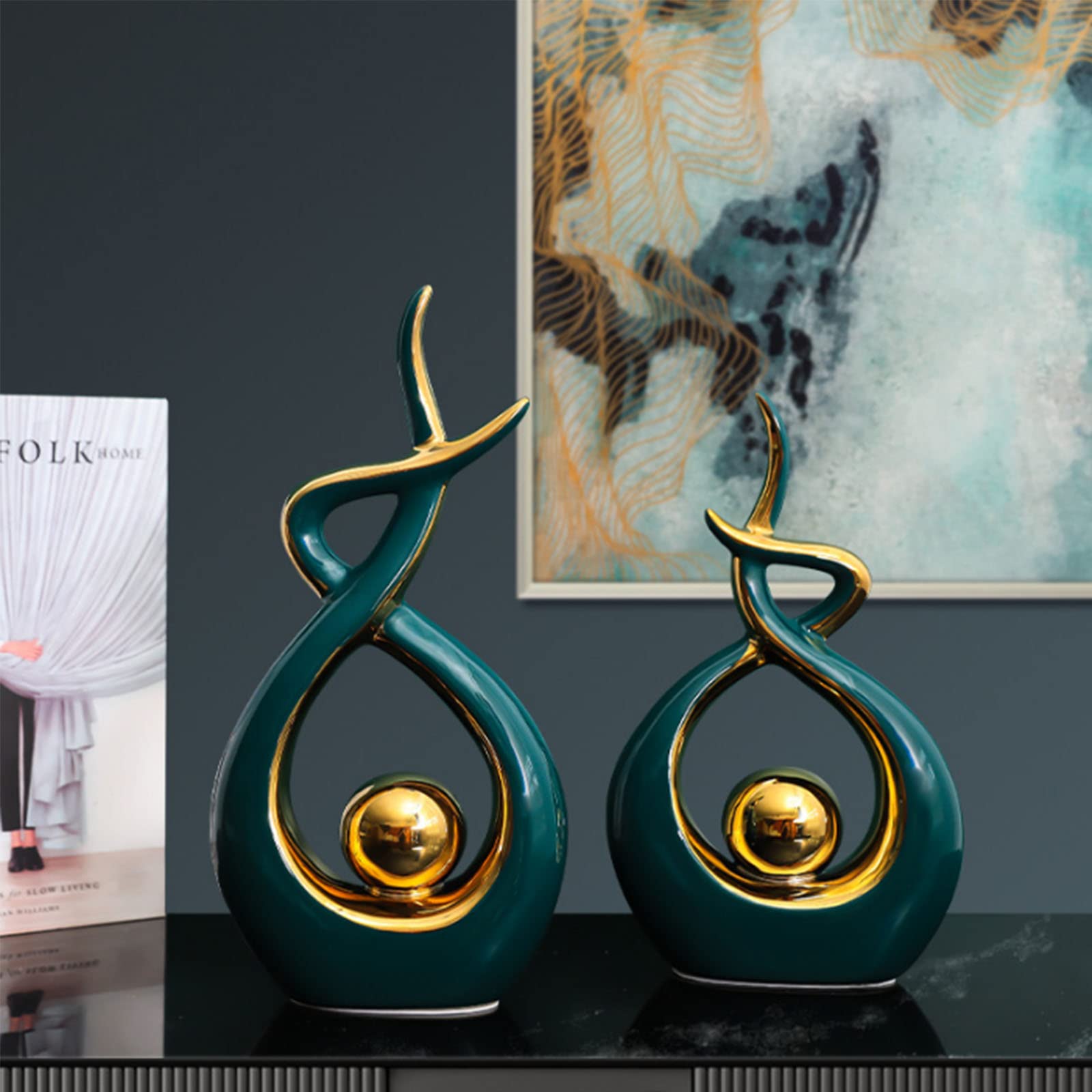 Modern Abstract Ceramic Sculpture - Handcrafted Home Decor Art Statue for Living Room, Bedroom, Dining Room & Office - Elegant Coffee Table Centerpiece for Interior Design
