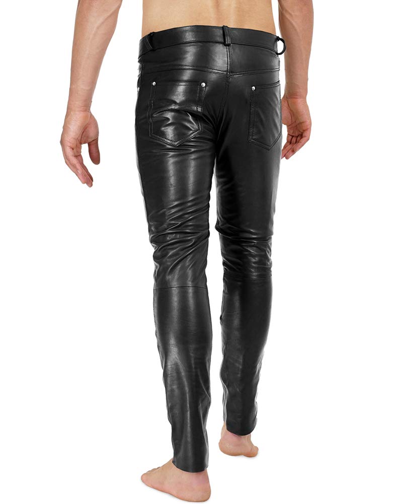Bockle® 1991 Genuine Leather Pants for Men - Skinny Slim Fit Tube Jeans | Stylish Motorcycle Riding & Night Out Fashion