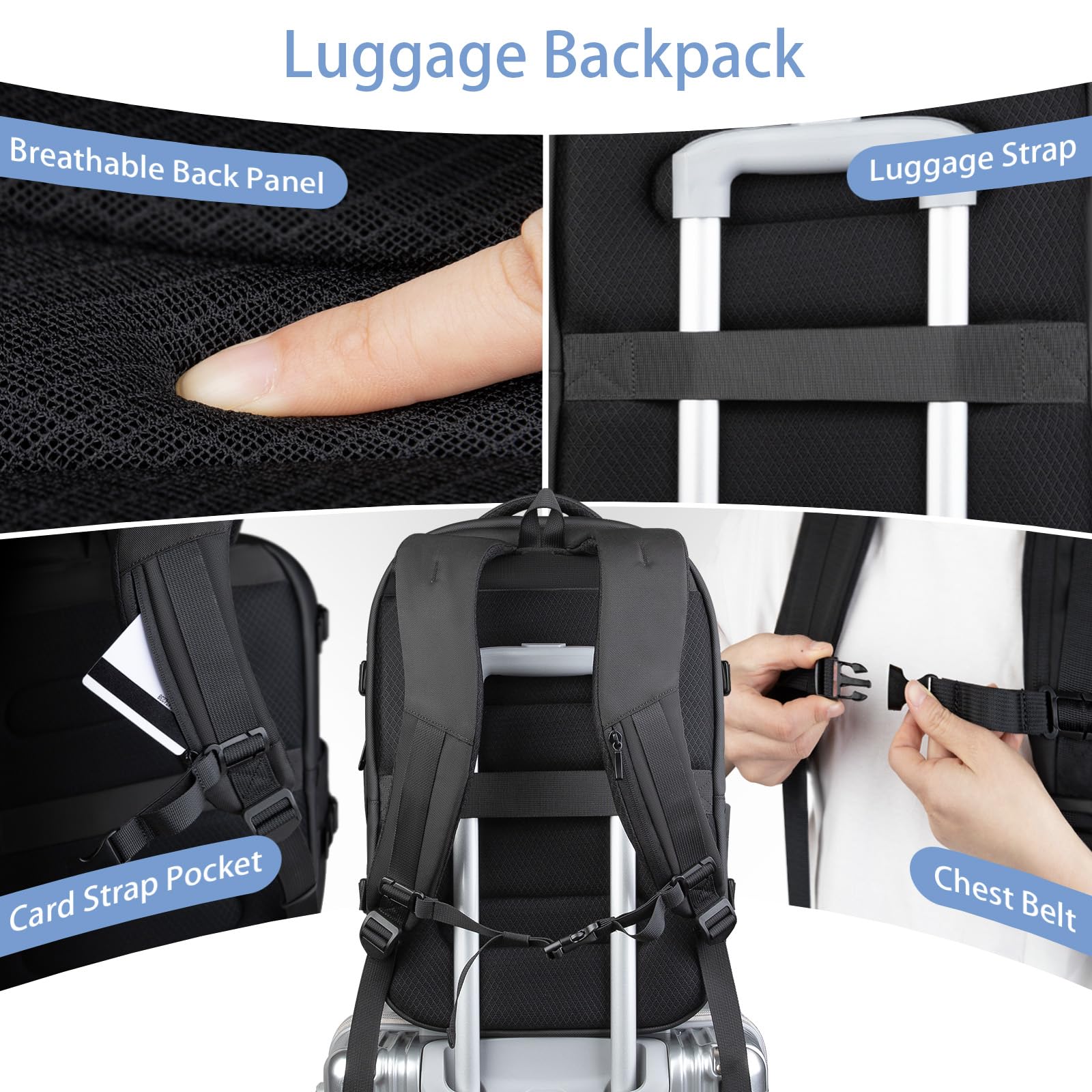 HK Travel Backpack - TSA Approved Carry On Laptop Backpack for 16 Inch Laptop, Water Resistant Business Weekender Bag for Men & Women | Perfect for Air Travel, Commuting & Business Trips
