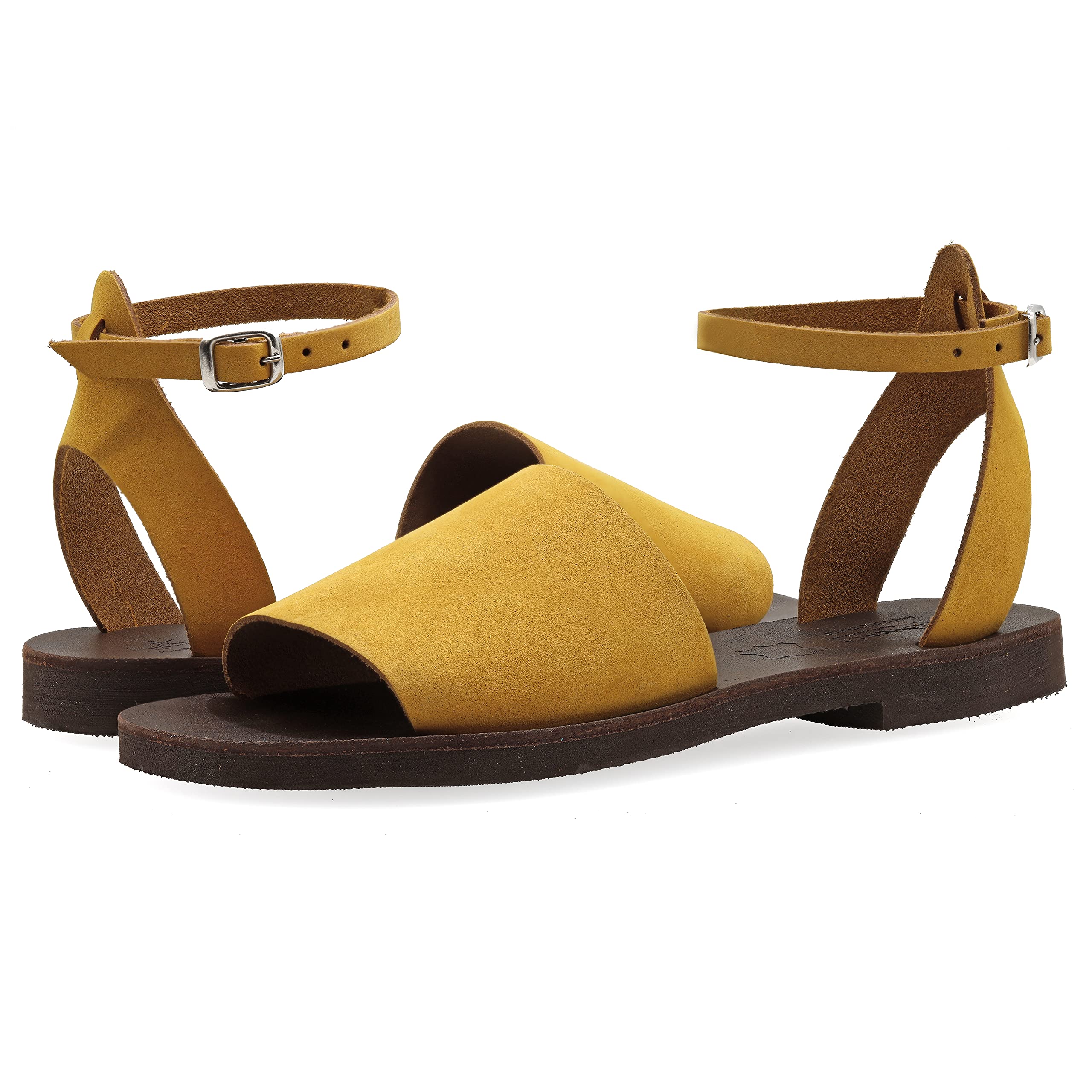 **Emmanuela Handmade Leather Greek Sandals for Women - Adjustable Buckle Strap Open Toe Flat Sandals - Boho Chic Ankle Cuff Summer Shoes - Perfect for Beach, Vacation & Casual Outfits**