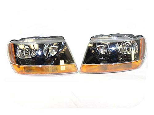 1999-2002 Jeep Grand Cherokee Laredo Sport Model Headlight Assembly with Bulbs & Wiring Set - CH2502121 CH2503121 | Perfect for Night Driving & Off-Road Adventures