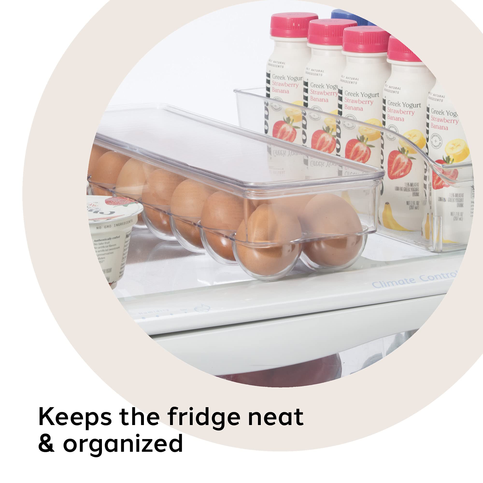 OGGI Stackable Covered Egg Holder - Clear Plastic 14 Egg Tray for Refrigerator | Kitchen & Fridge Organization | Food Storage Containers | Perfect for Breakfast Meal Prep, Baking, and Farm Fresh Egg Storage