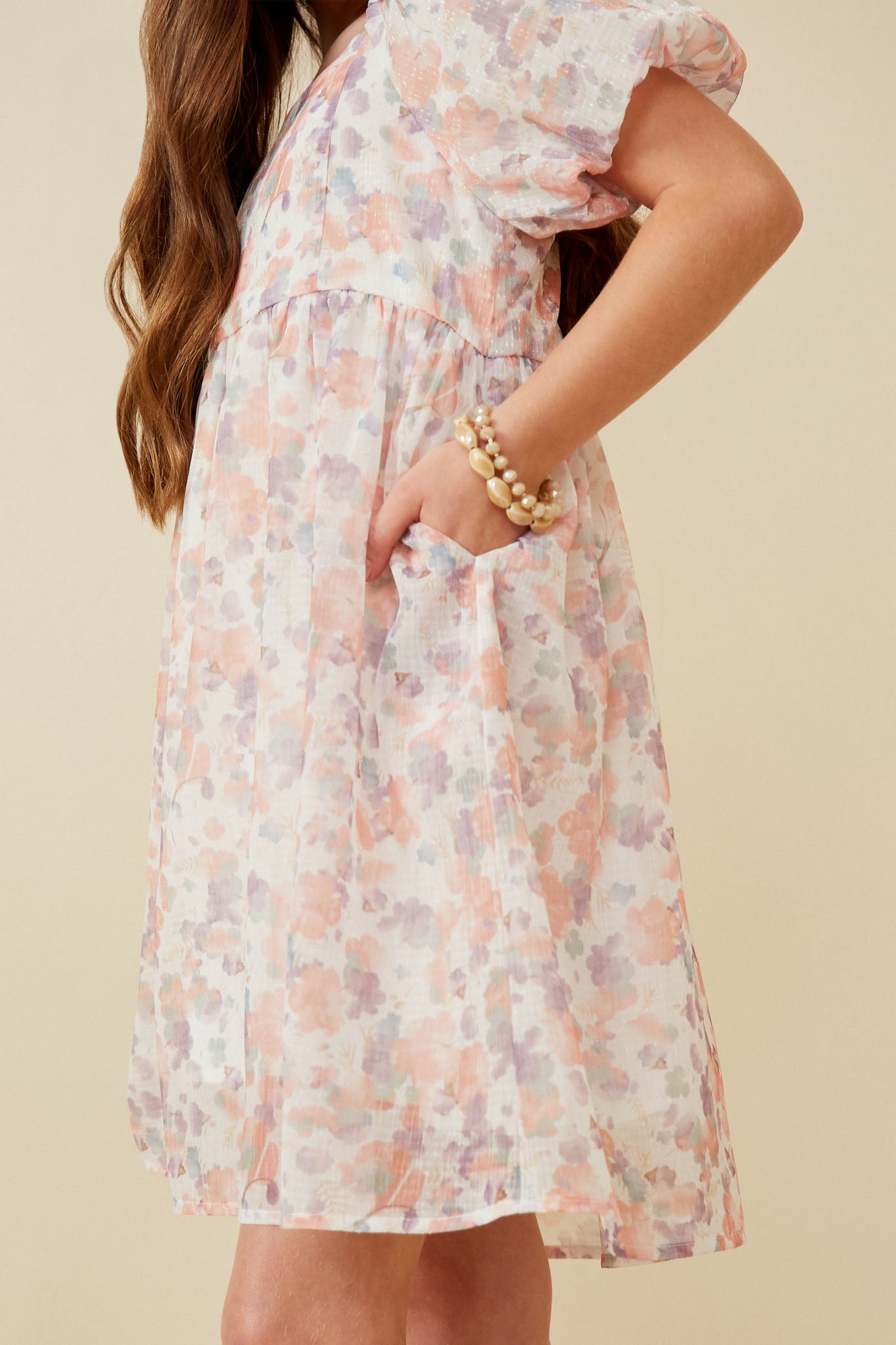 Elegant Watercolor Print Smocked Trumpet Sleeve Dress for Women | Floral Summer Midi Dress | Perfect for Weddings, Garden Parties & Brunch Dates