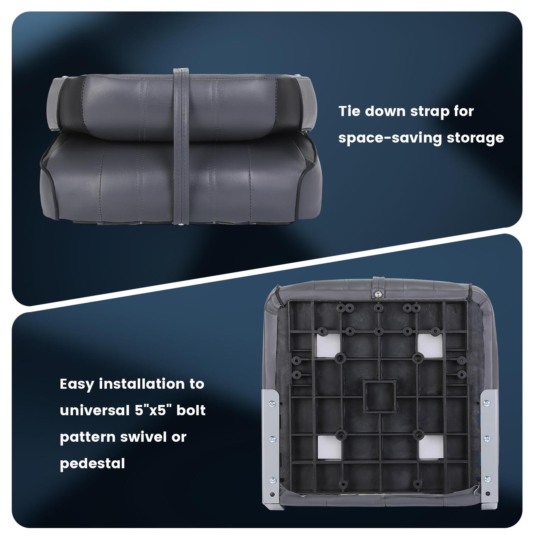**GARVEE 2 Pack Foldable Boat Seats with Thickened Cushion, Weatherproof PVC & Aluminum Hinges – Easy Install for Fishing, Boating & Sightseeing**