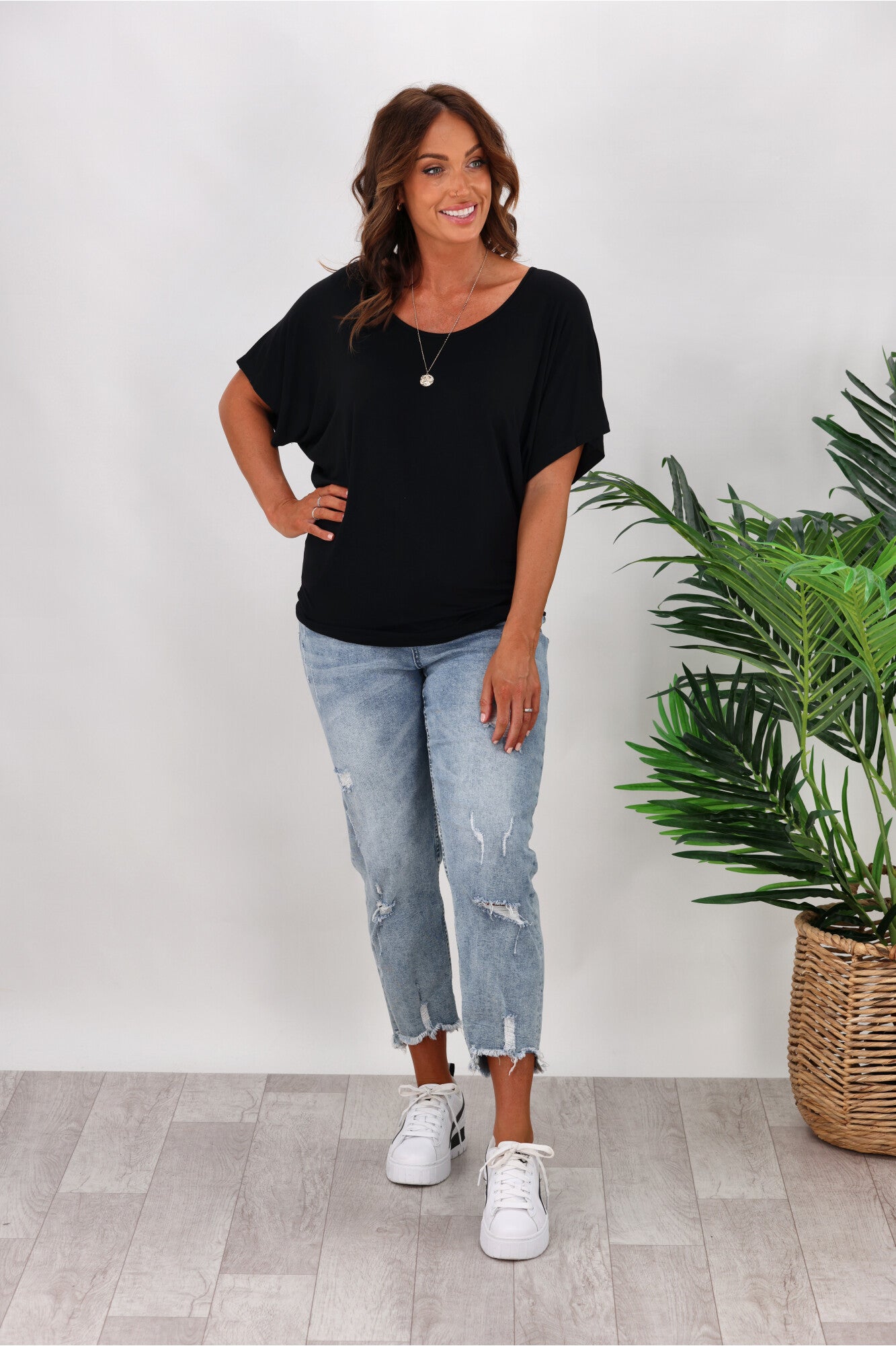 Betty Basics Maui Tee - Soft Cotton Short Sleeve T-Shirt for Women in Black | Casual Wear, Beach Outfits & Everyday Comfort