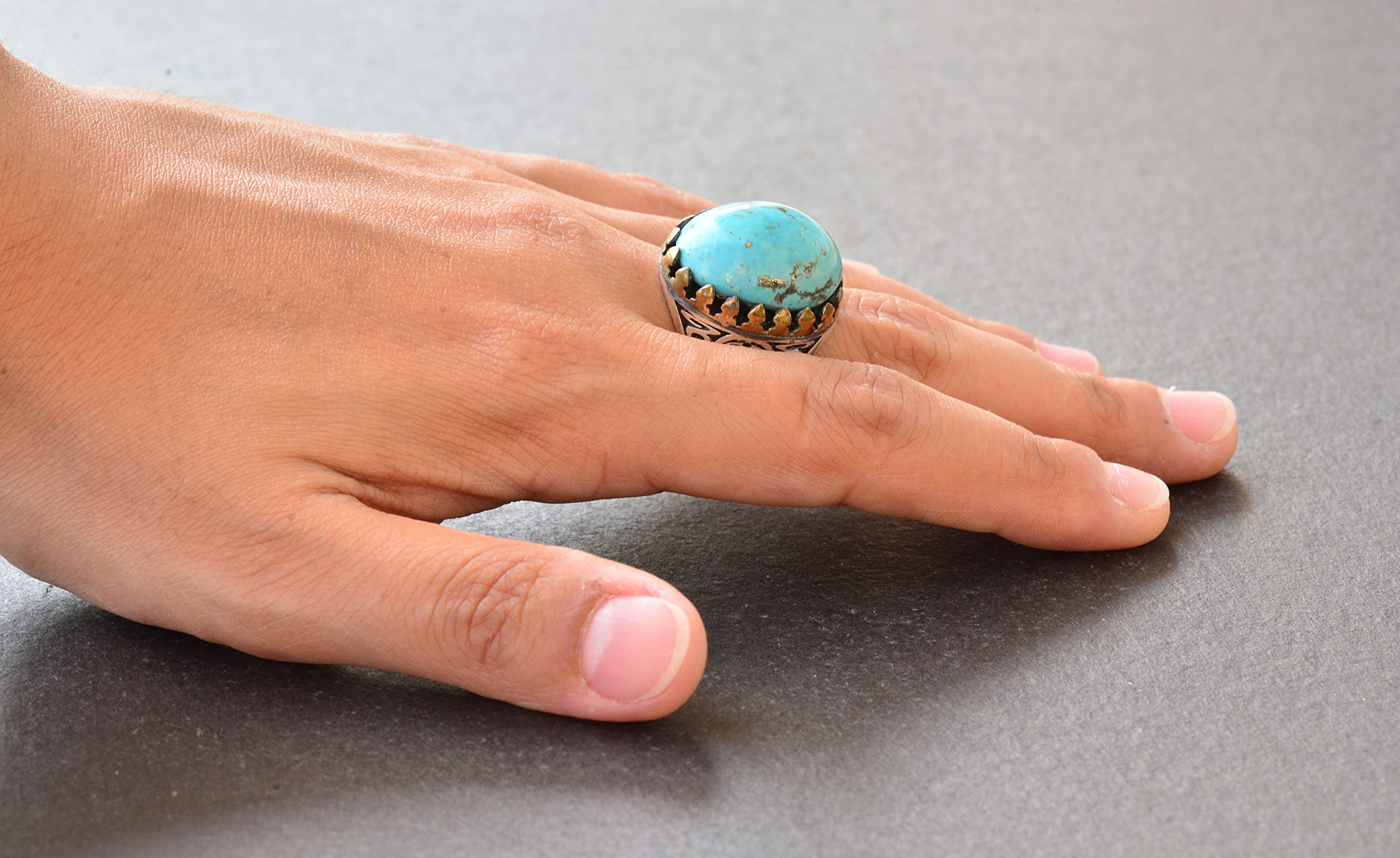 Natural Arizona Turquoise Gemstone Ring for Men - Sterling Silver Handmade Jewelry - Perfect for Gifts, Weddings & Everyday Wear